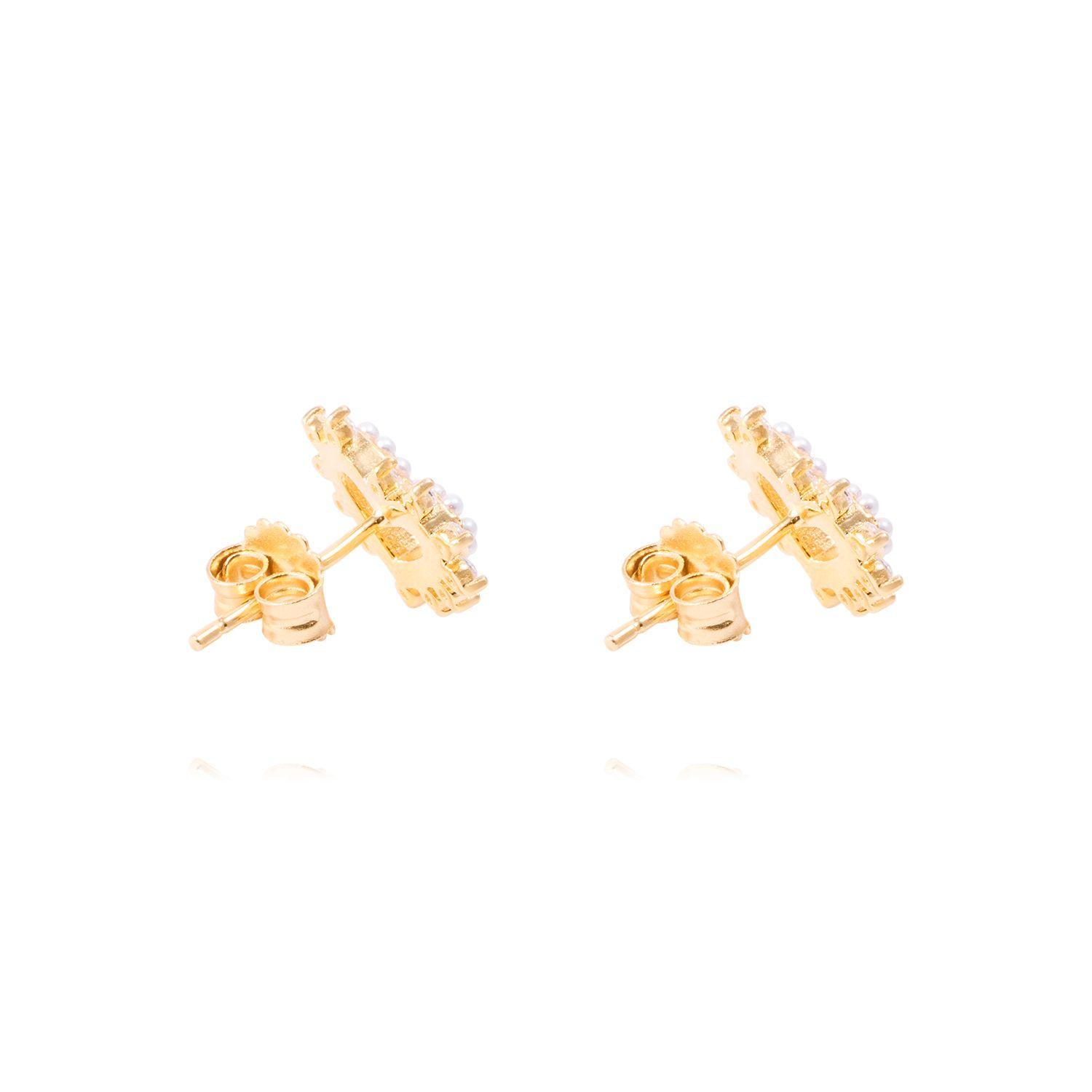 Aros Revestido en Oro 18kt Corazón Perla mas Circonita-2