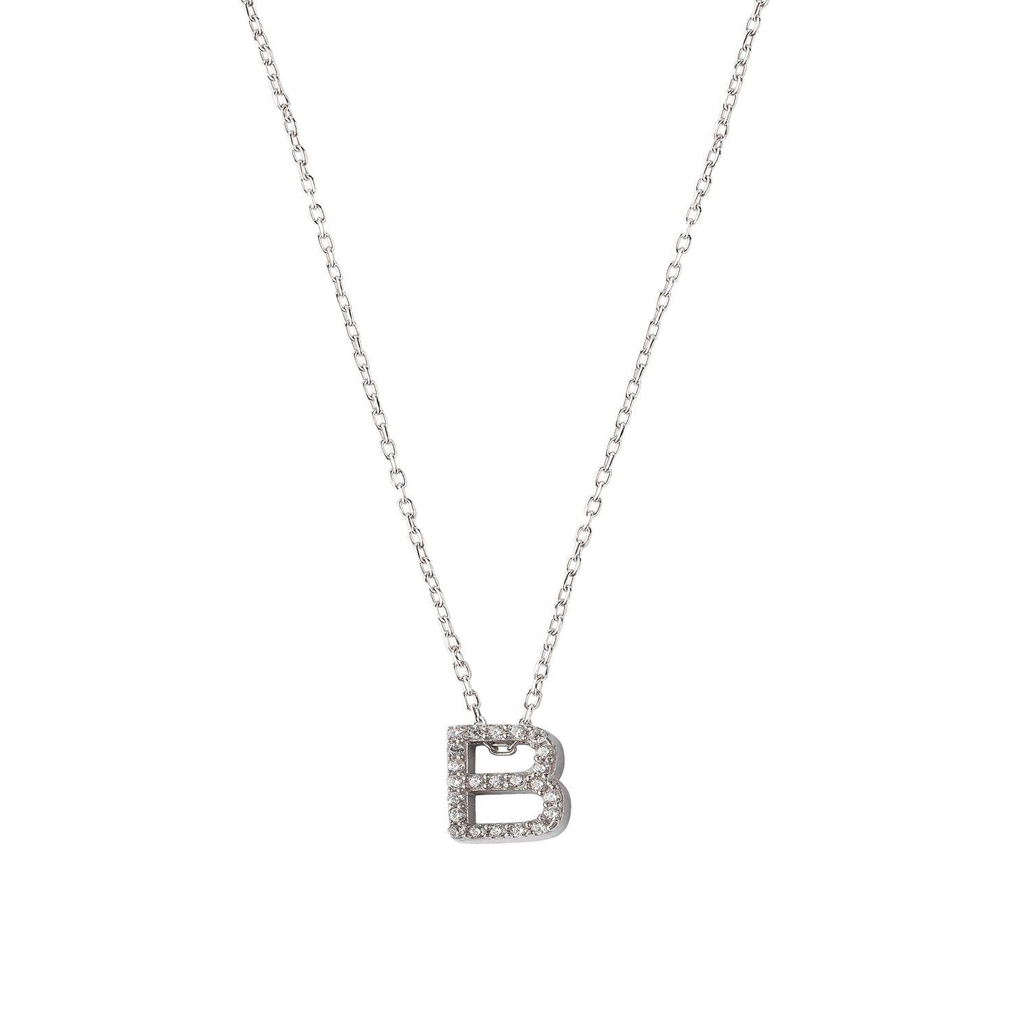 Collar de Plata Esterlina 925 Letra B Circon-2