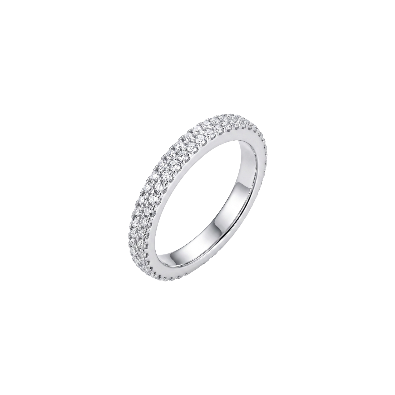 Anillo de Plata Esterlina 925 Doble Riel Circon-0