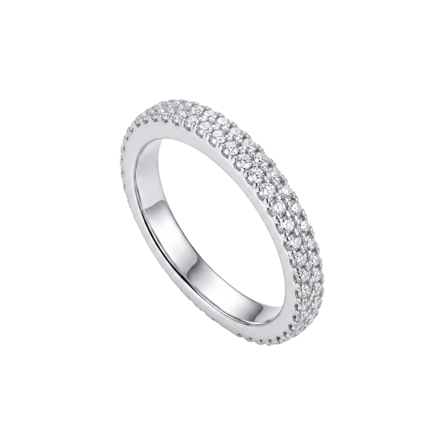 Anillo de Plata Esterlina 925 Doble Riel Circon-1