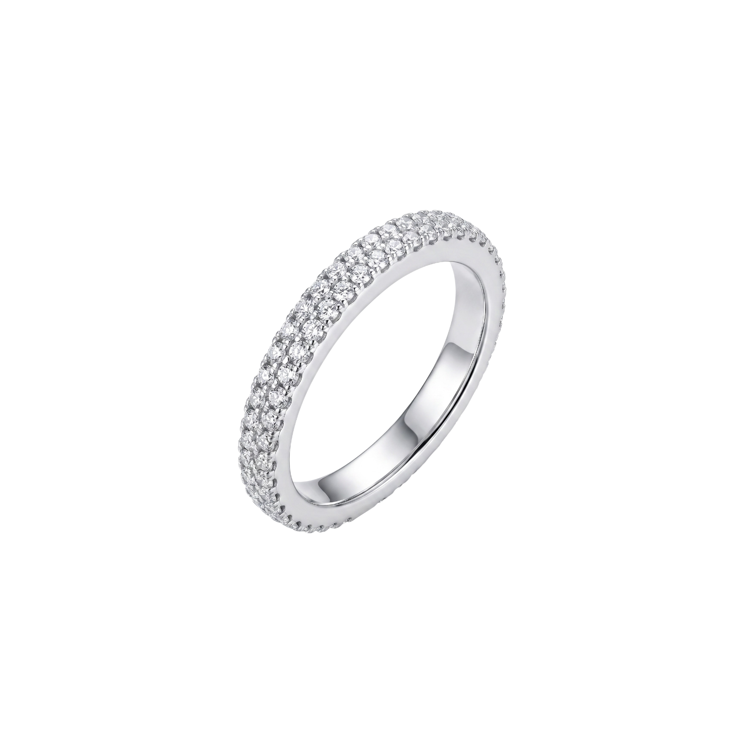 Anillo de Plata Esterlina 925 Doble Riel Circon-2