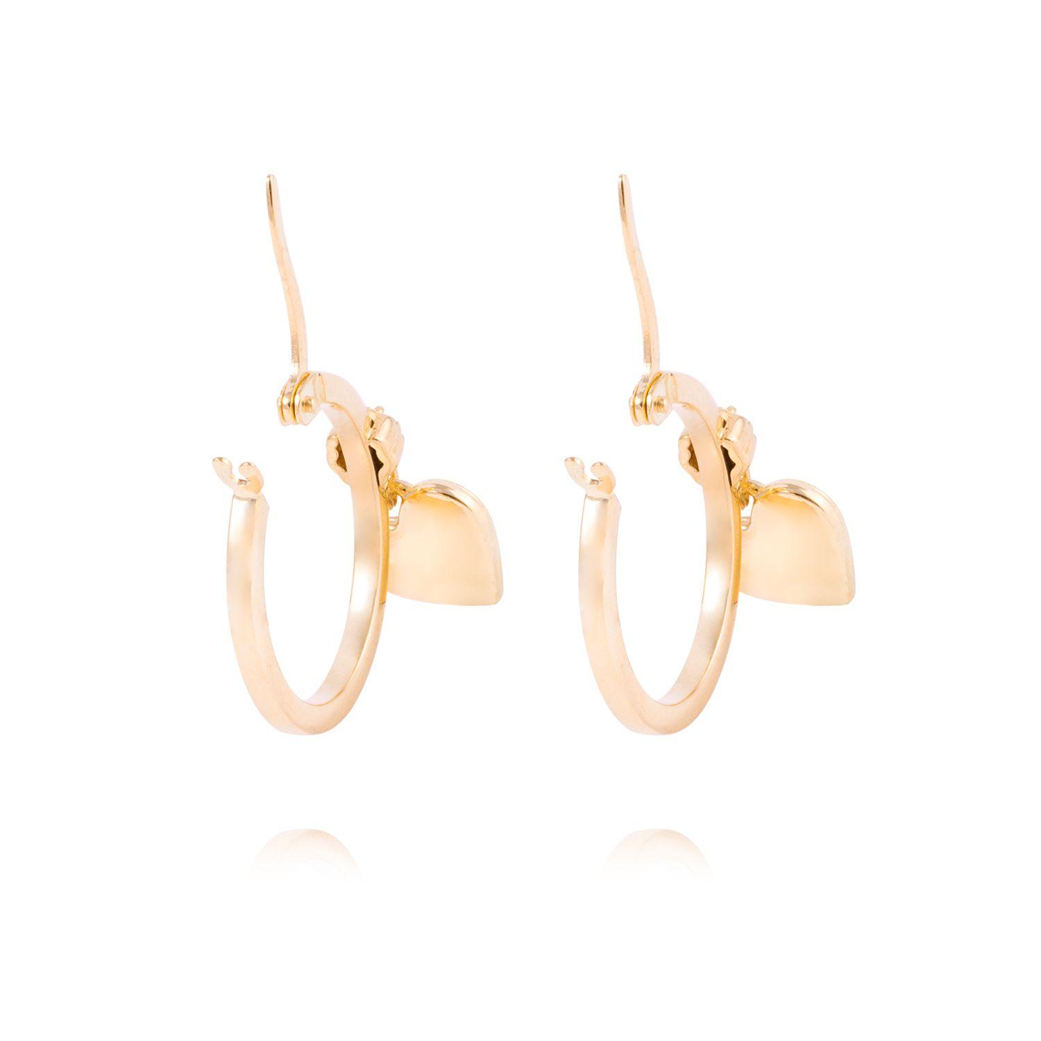 Aros Oro Amarillo 18kt Corazones Colgantes-2
