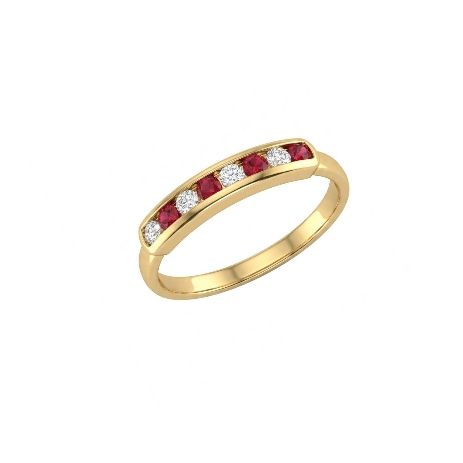 Anillo Oro Miel 18kt Armonía con Rubíes y Circonitas-1