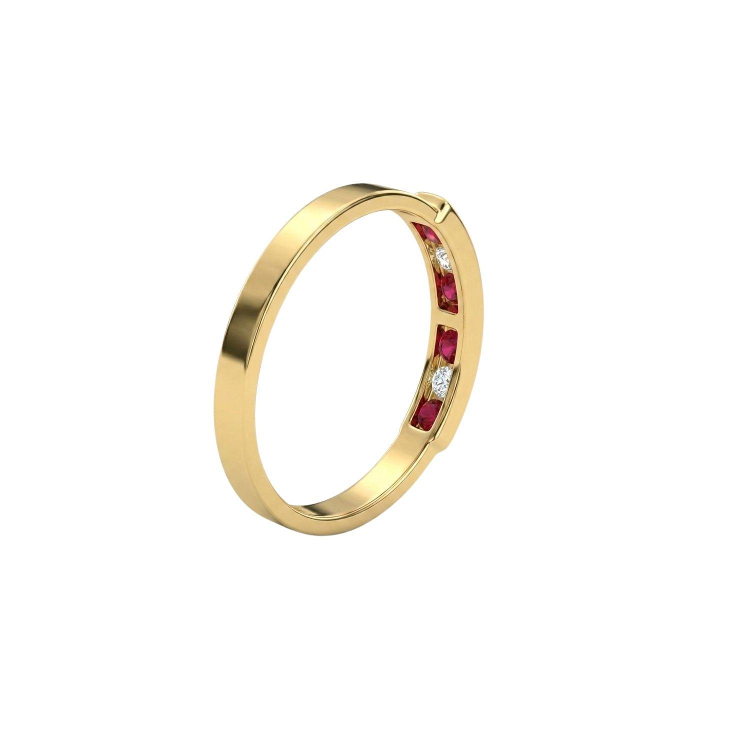 Anillo Oro Miel 18kt Armonía con Rubíes y Circonitas-2