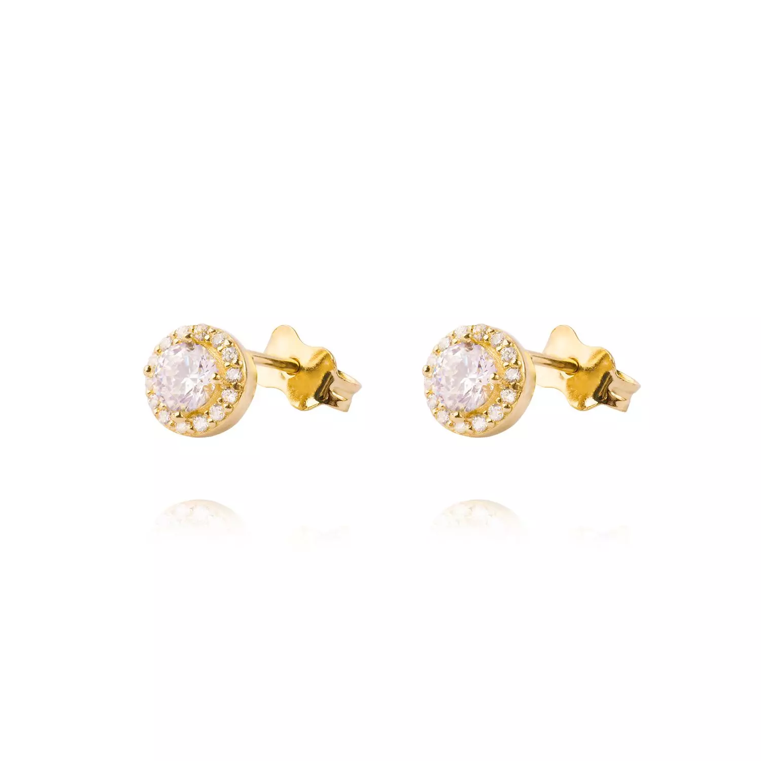 Aros de Oro 14kt Circonita Destellante 4mm-0