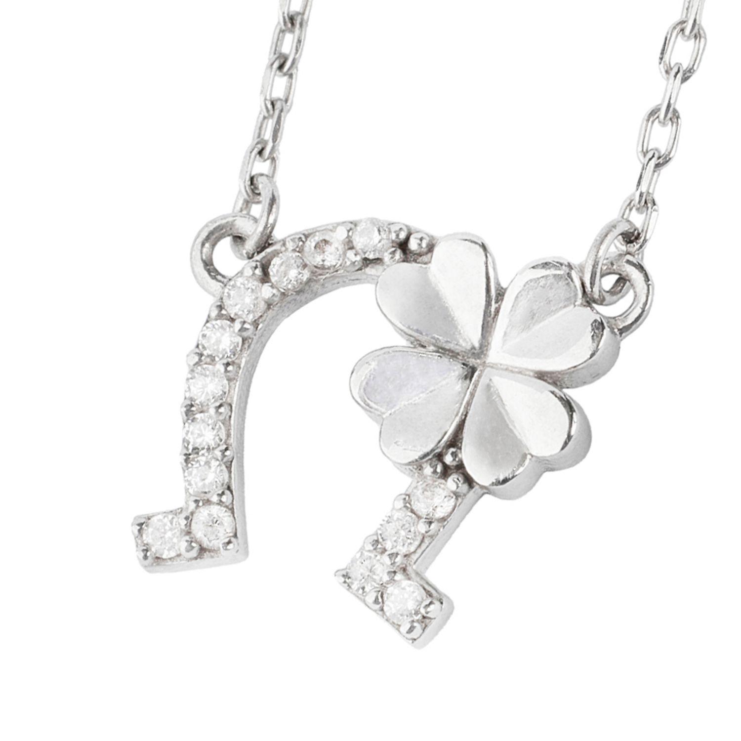 Collar de Plata Esterlina 925 Herradura Trebol-2