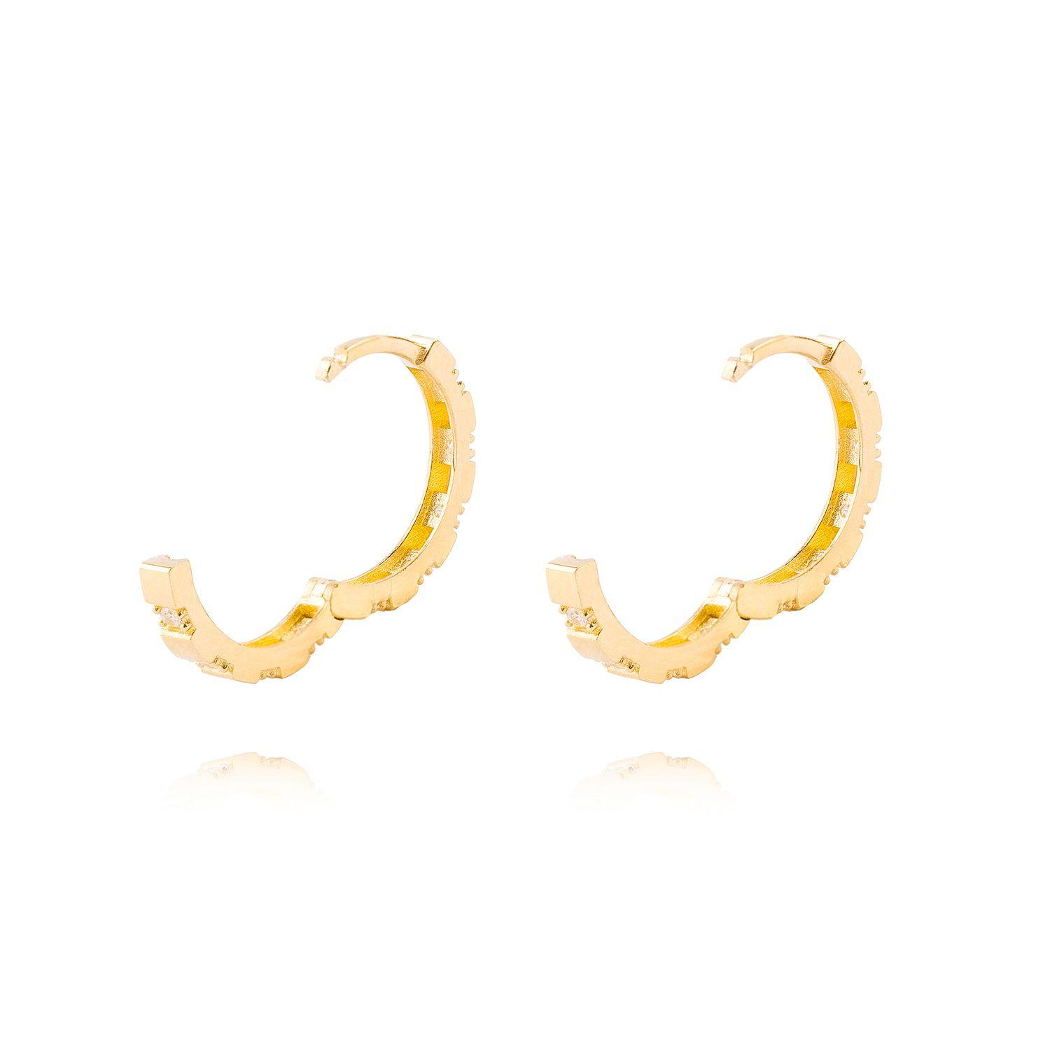 Aros de Oro 18kt Argollas Circon 12 mm 9330-2