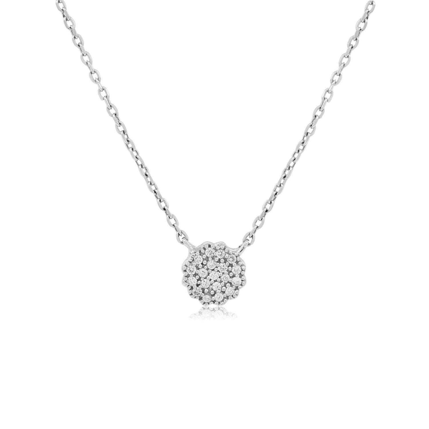 Collar Oro Blanco 18kt Circulo Diamantes.-1