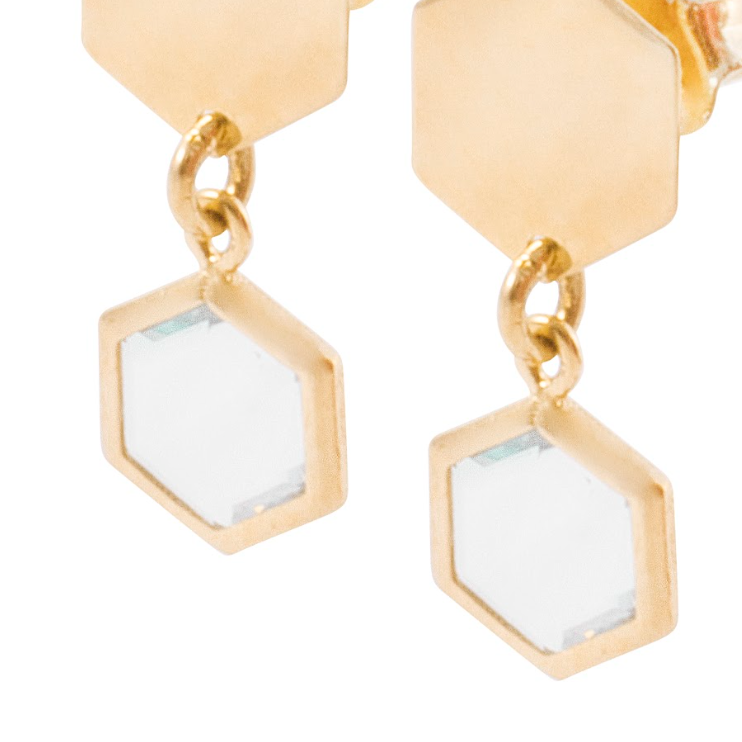 Aros de Oro 18kt Colgante Hexagonal-1