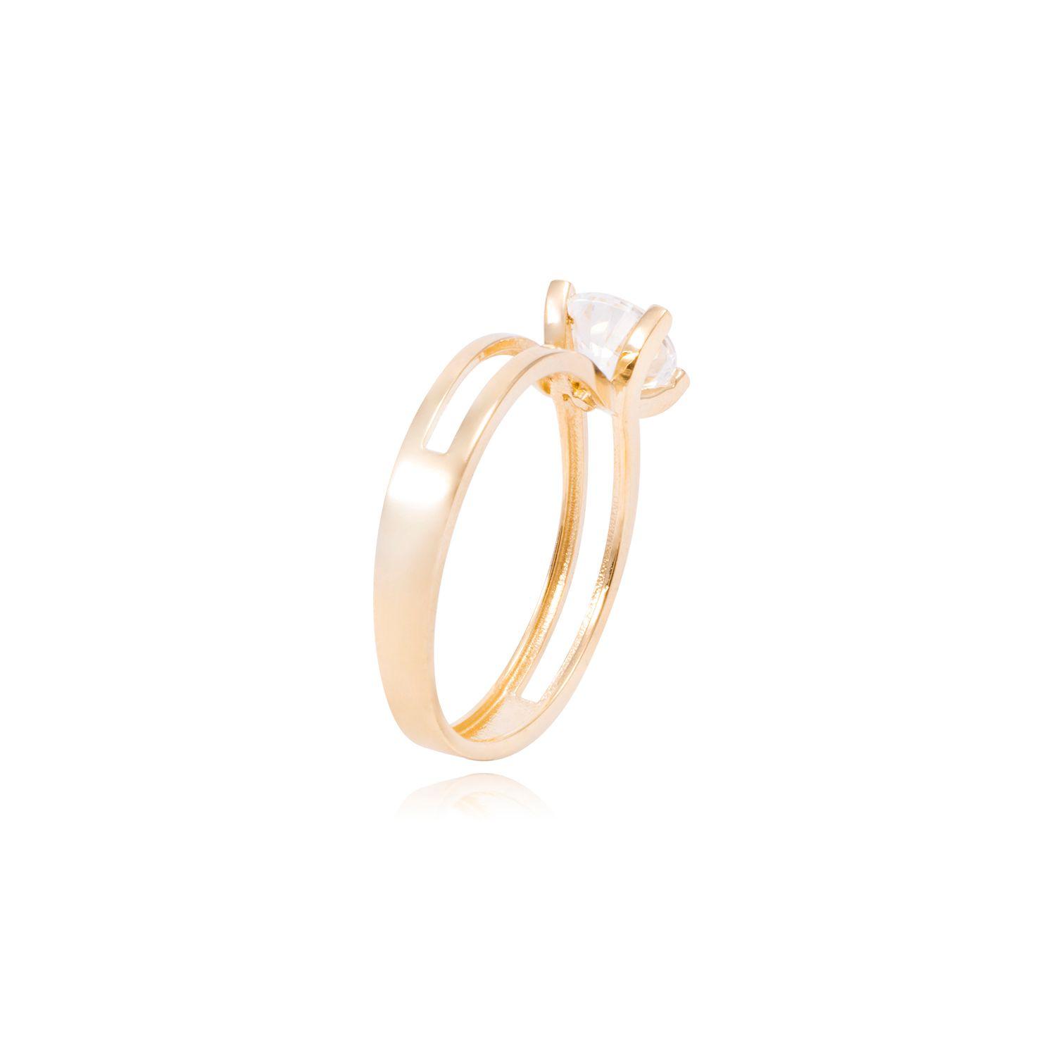 Anillo Compromiso de Oro Amarillo 18kt Solitario Circón Doble mesa-2