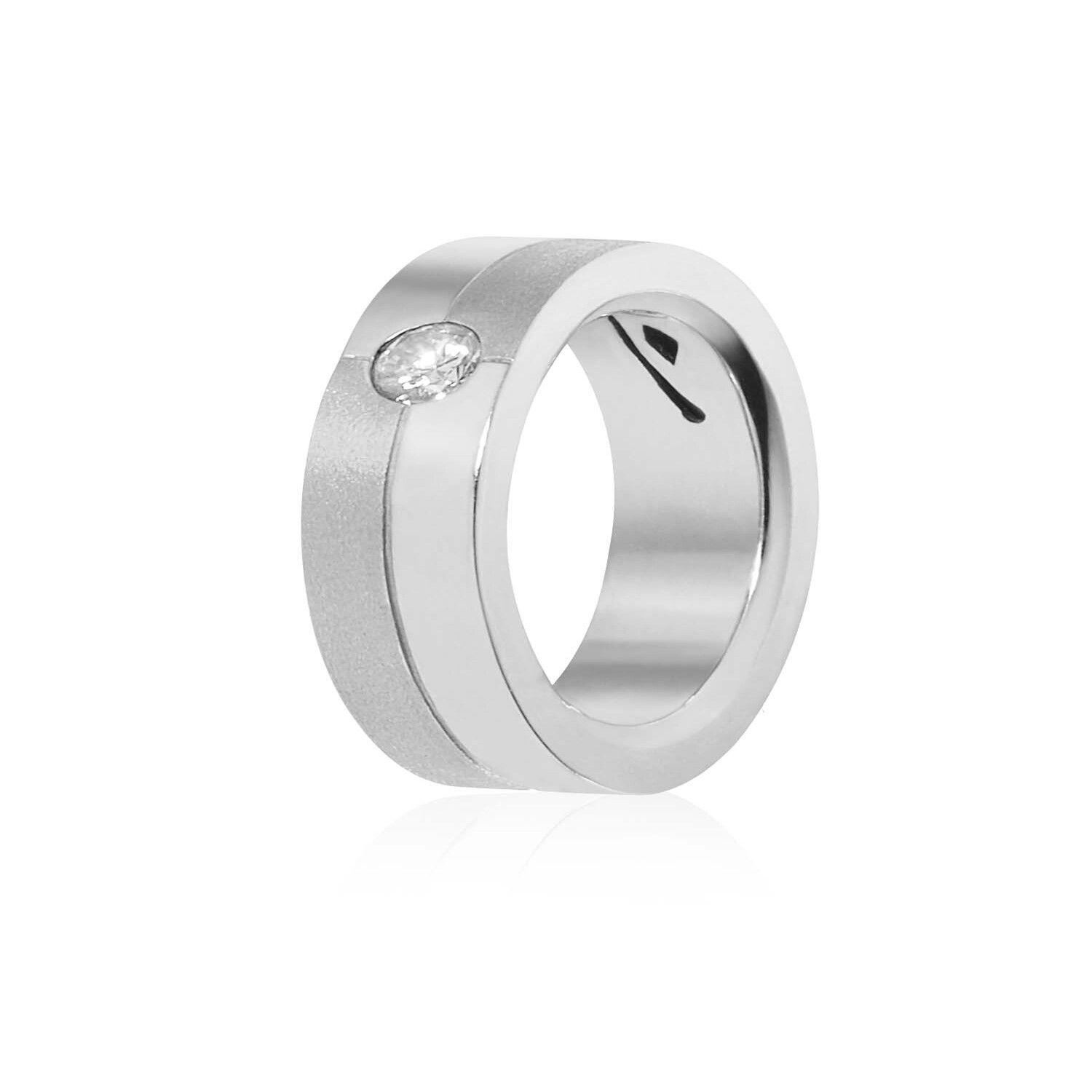 Anillo de Oro Blanco 18kt Modelo Furt con 01 Diamante Corte Brillante Solitario 5pts-0