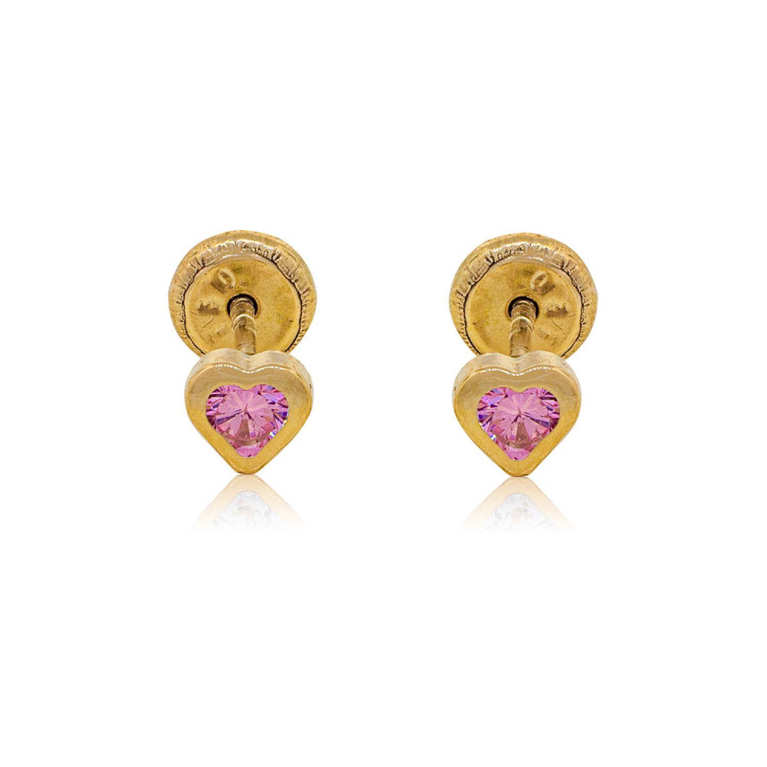 Aros de Oro 18kt Corazón de Rosa Francia-2
