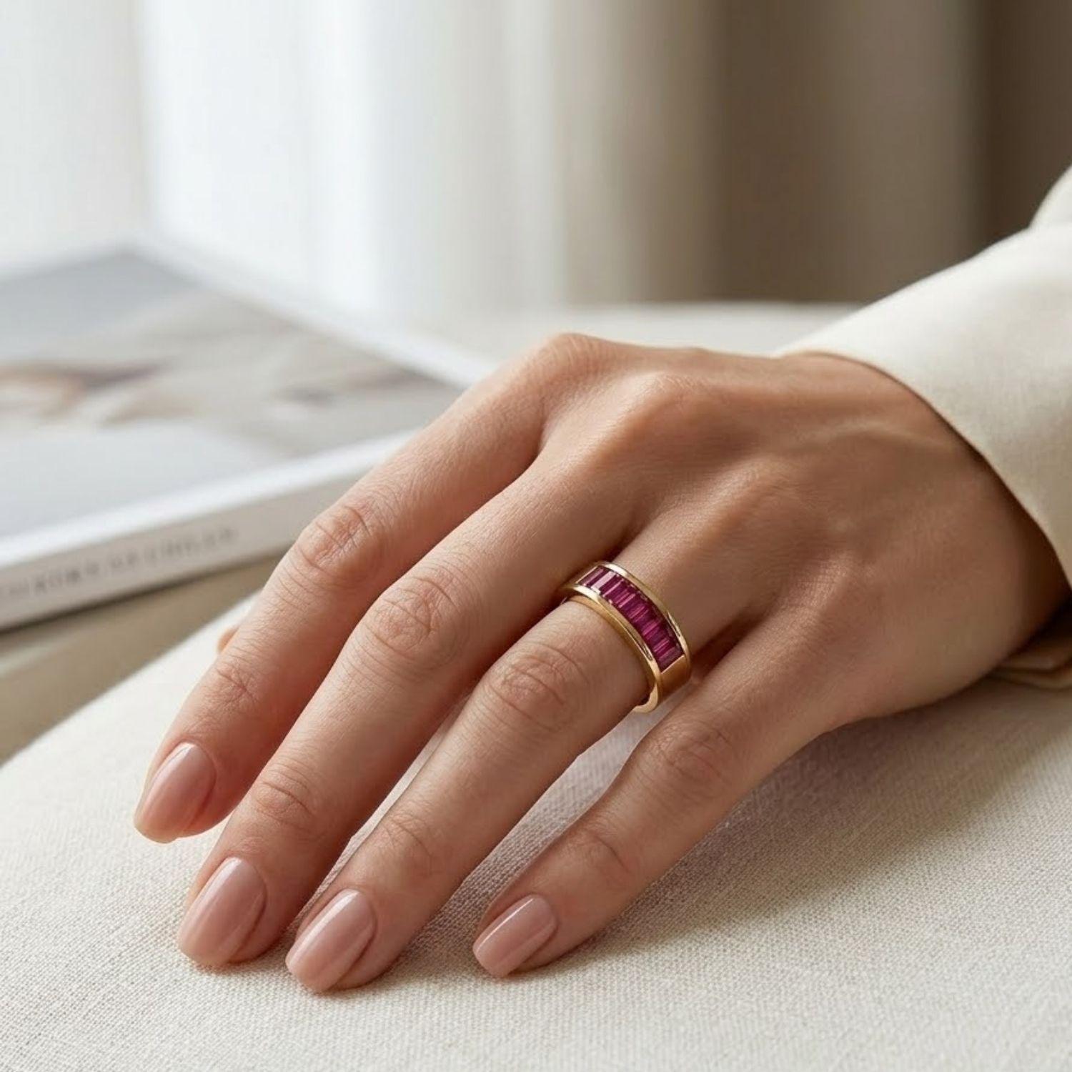 Anillo Oro Miel 18kt Esencia Rubí-3