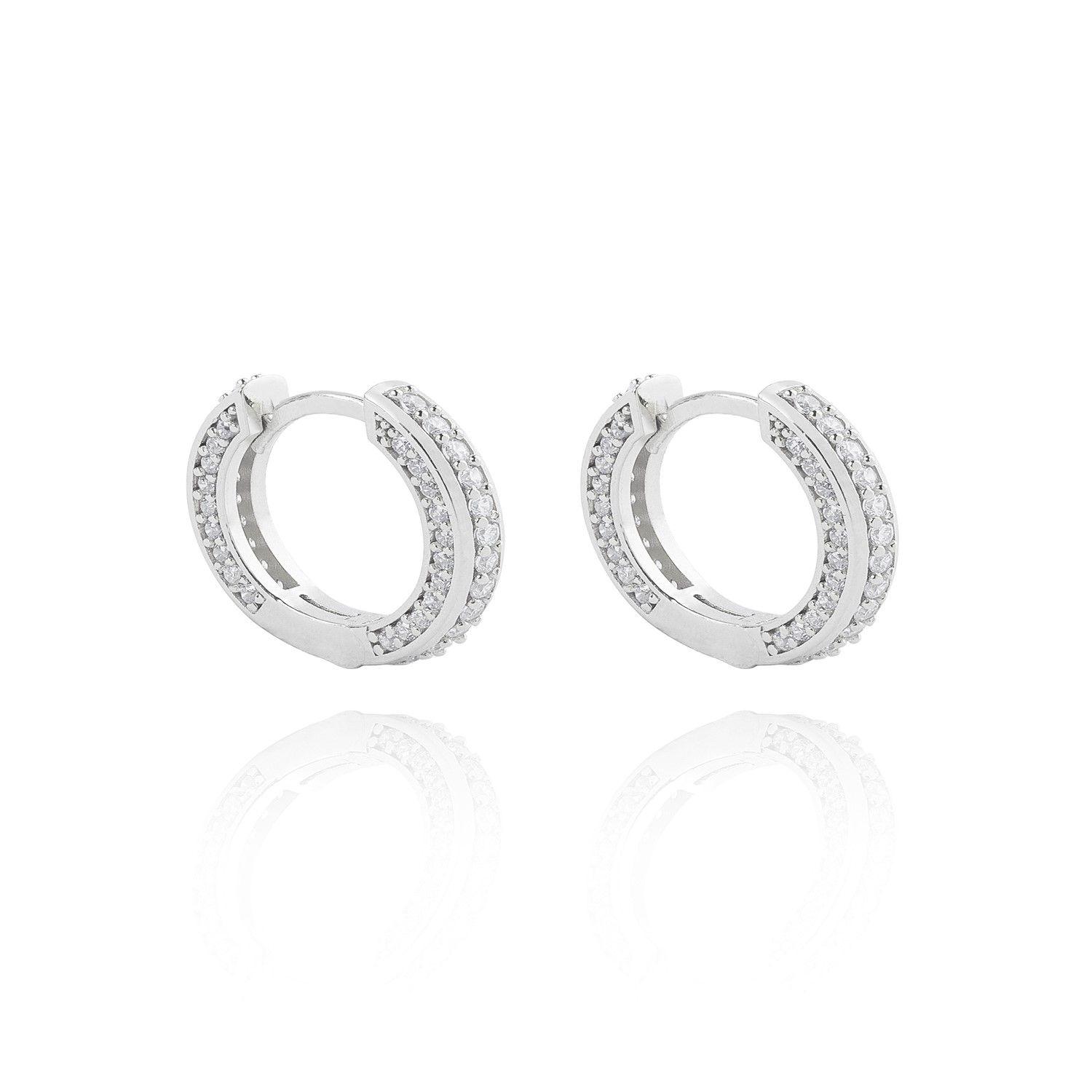 Aros de Plata Esterlina 925 Argollas Granito Circon-0