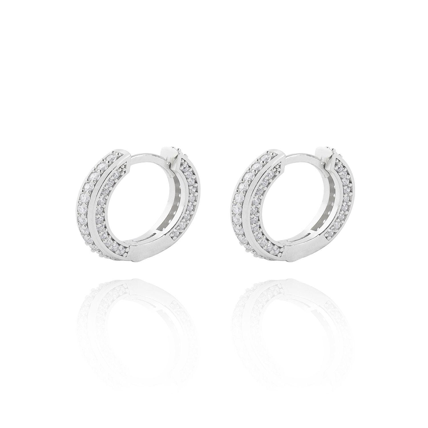 Aros de Plata Esterlina 925 Argollas Granito Circon-2