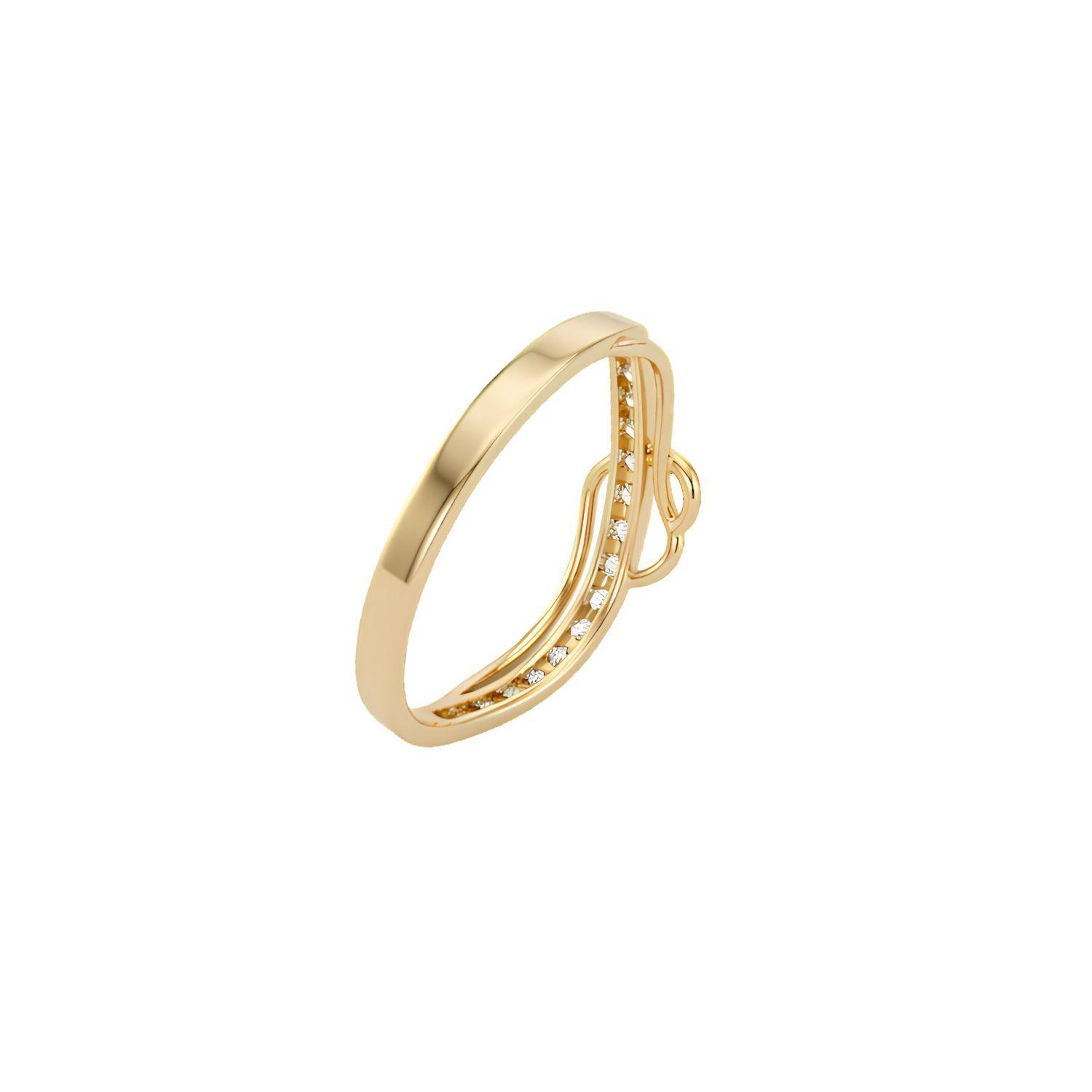 Anillo Oro Miel 18kt Corazón Solitario Pavé-1