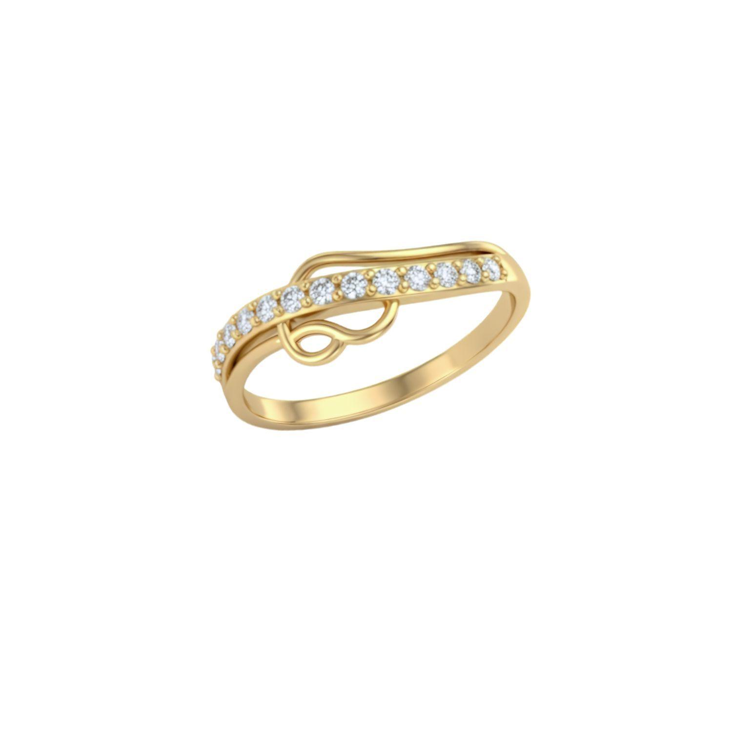 Anillo Oro Miel 18kt Corazón Solitario Pavé-2