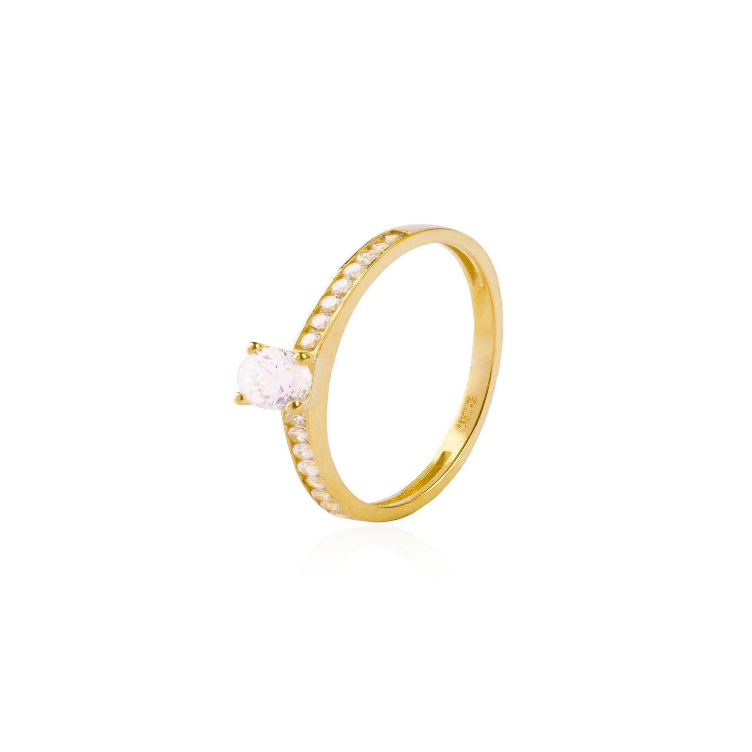 Anillo Compromiso de Oro 18Kt Riel Circon Solitario-0