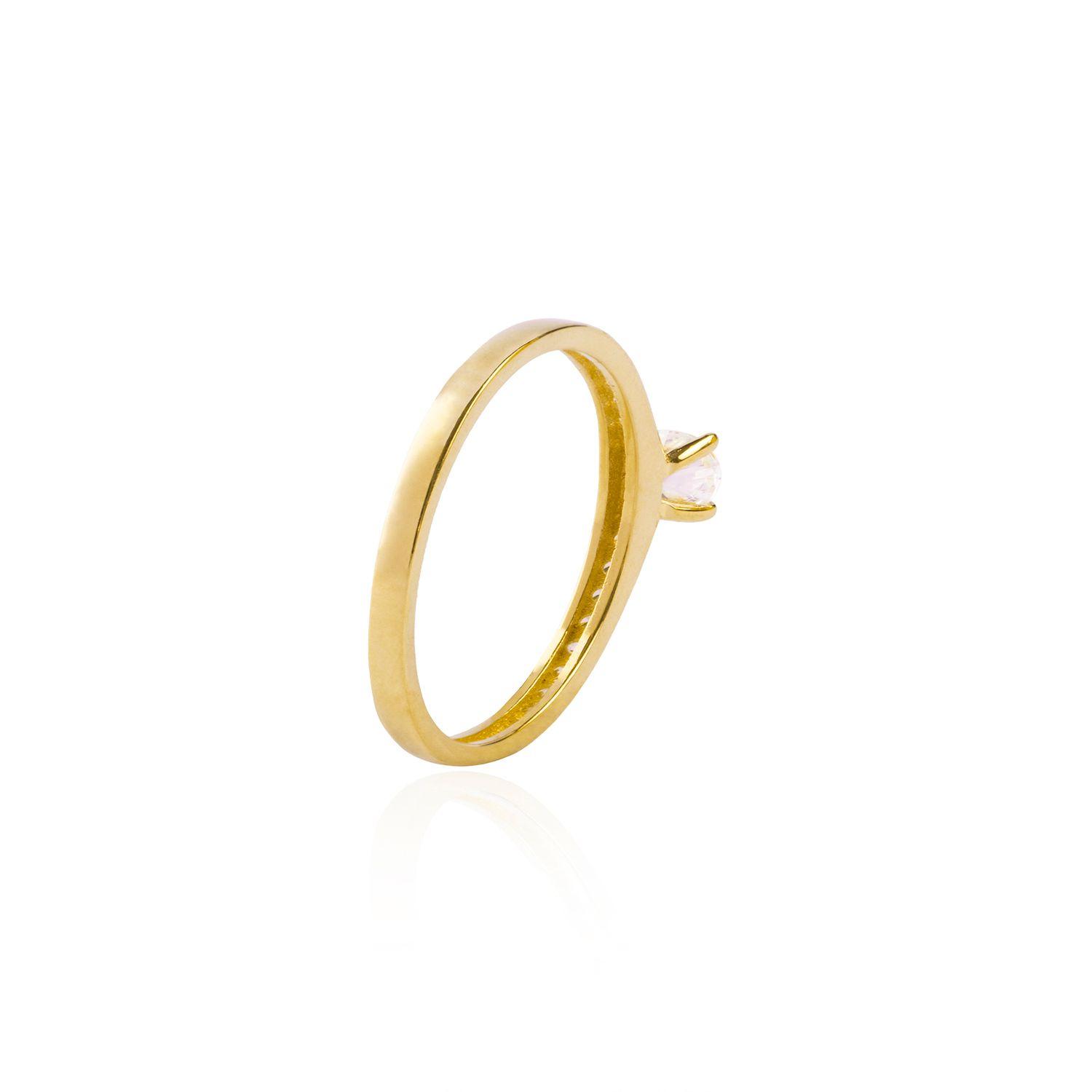 Anillo Compromiso de Oro 18Kt Riel Circon Solitario-1