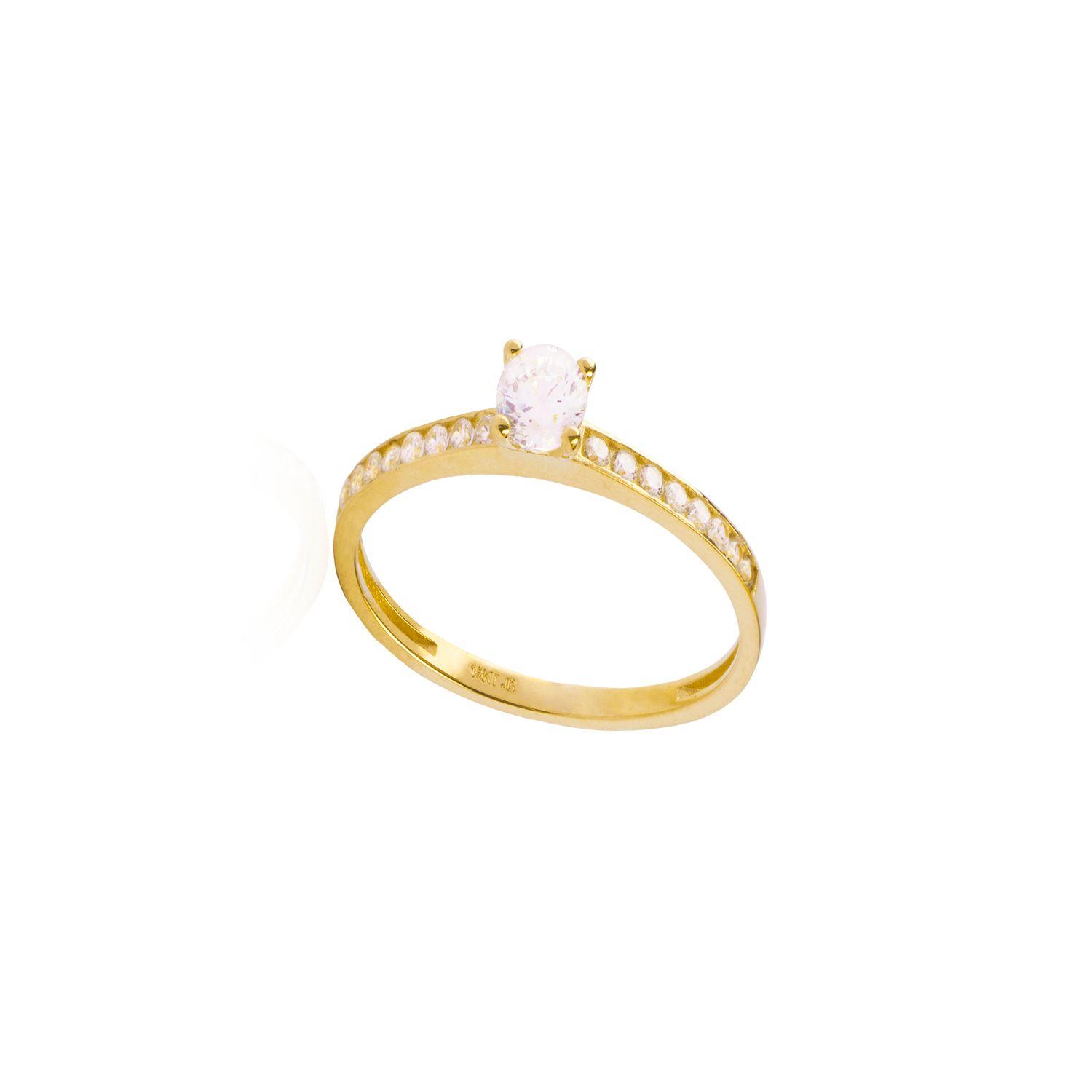 Anillo Compromiso de Oro 18Kt Riel Circon Solitario-2