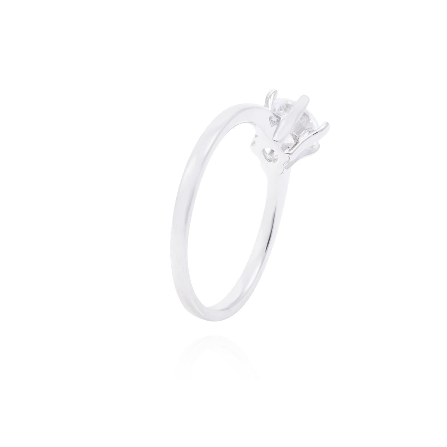 Anillo de Plata Esterlina Solitario con 6 Grifas Circonita-2