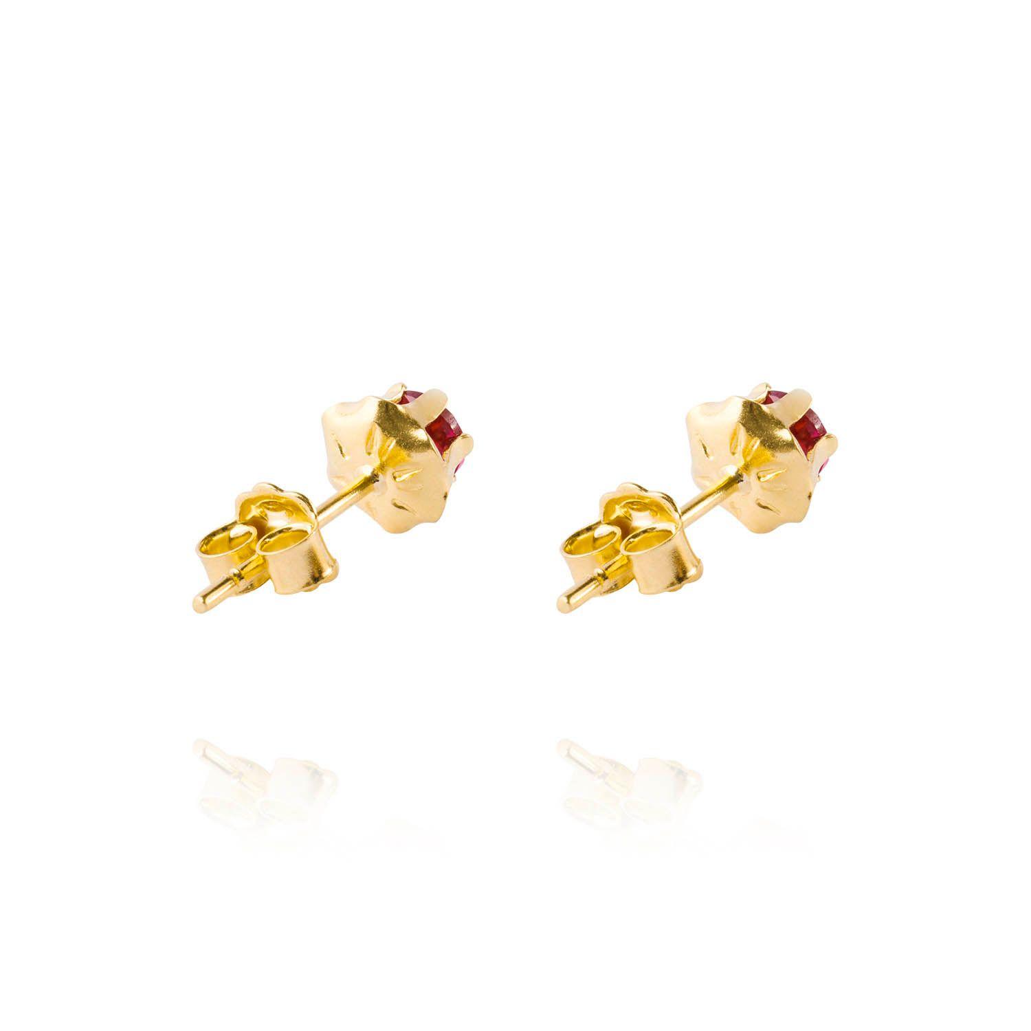 Aros de Oro 18kt Rubi de 5mm con Seis grifas-2