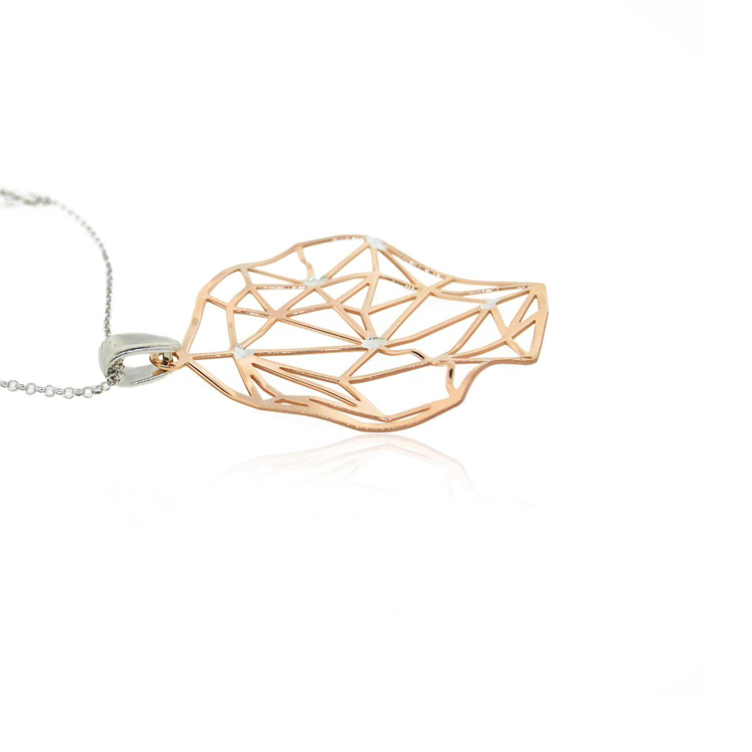 Collar de Plata Esterlina 925 Rombos Rose Bañado en Oro 18kt-1