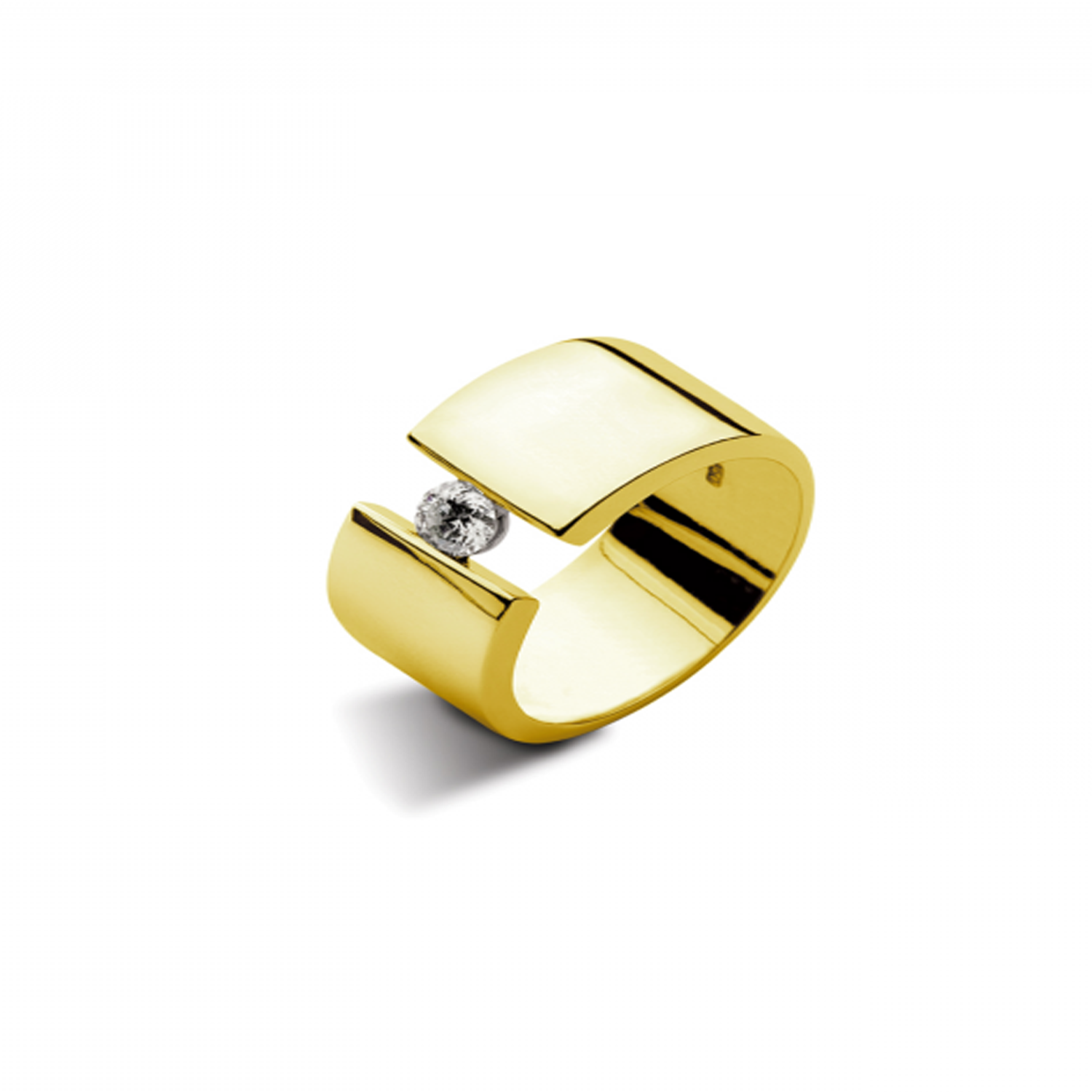 Anillo de Oro Amarillo 18kt Modelo Voler con 01 Diamante Corte Brillante Solitario de 10pts-0