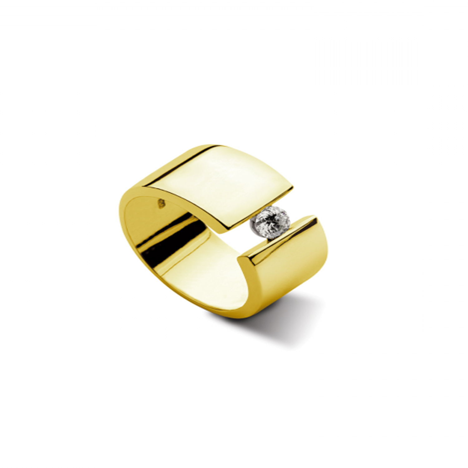 Anillo de Oro Amarillo 18kt Modelo Voler con 01 Diamante Corte Brillante Solitario de 10pts-1