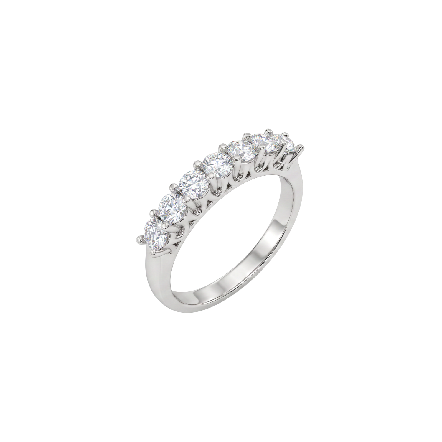 Anillo de Plata Esterlina 925 Medio Cintillo 7 Circon-0