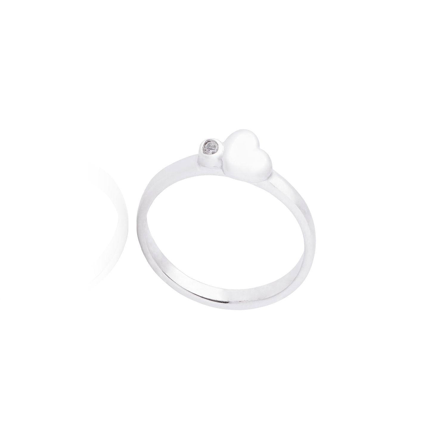 Anillo de Plata Esterlina 925 Corazón Inclinado-2