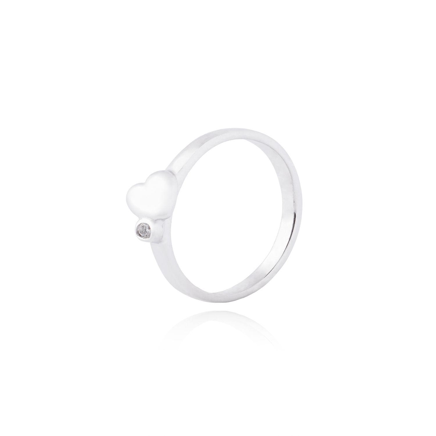 Anillo de Plata Esterlina 925 Corazón Inclinado-0