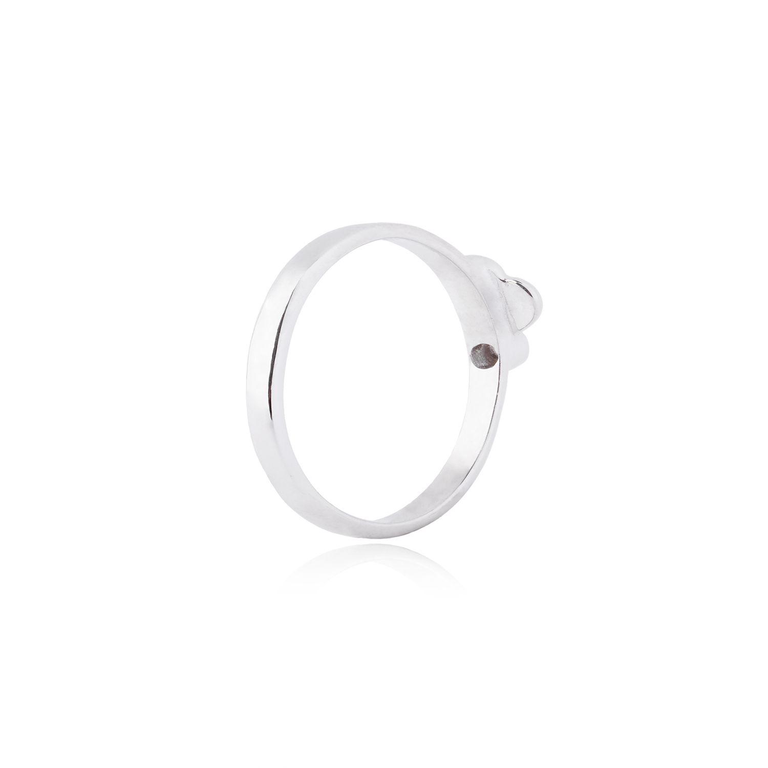 Anillo de Plata Esterlina 925 Corazón Inclinado-1