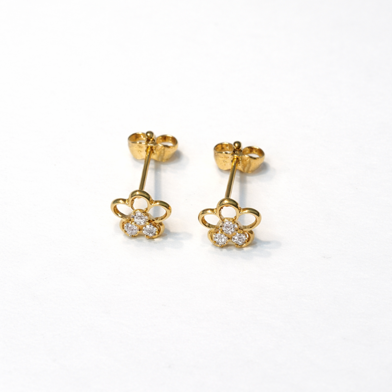 Aros Oro Amarillo 18kt Flor Circonita-2