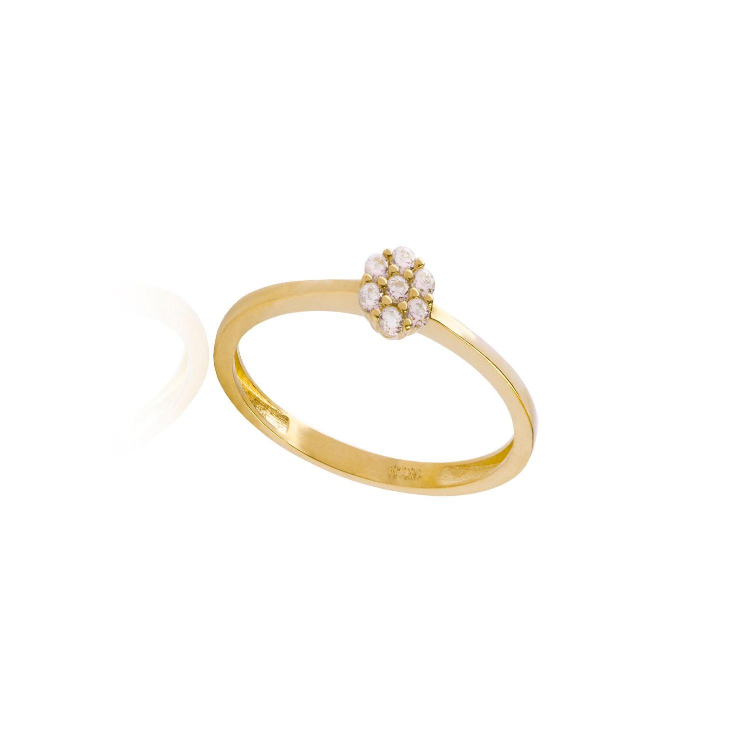 Anillo Compromiso de Oro 18Kt Roseta 7 Circonitas-2