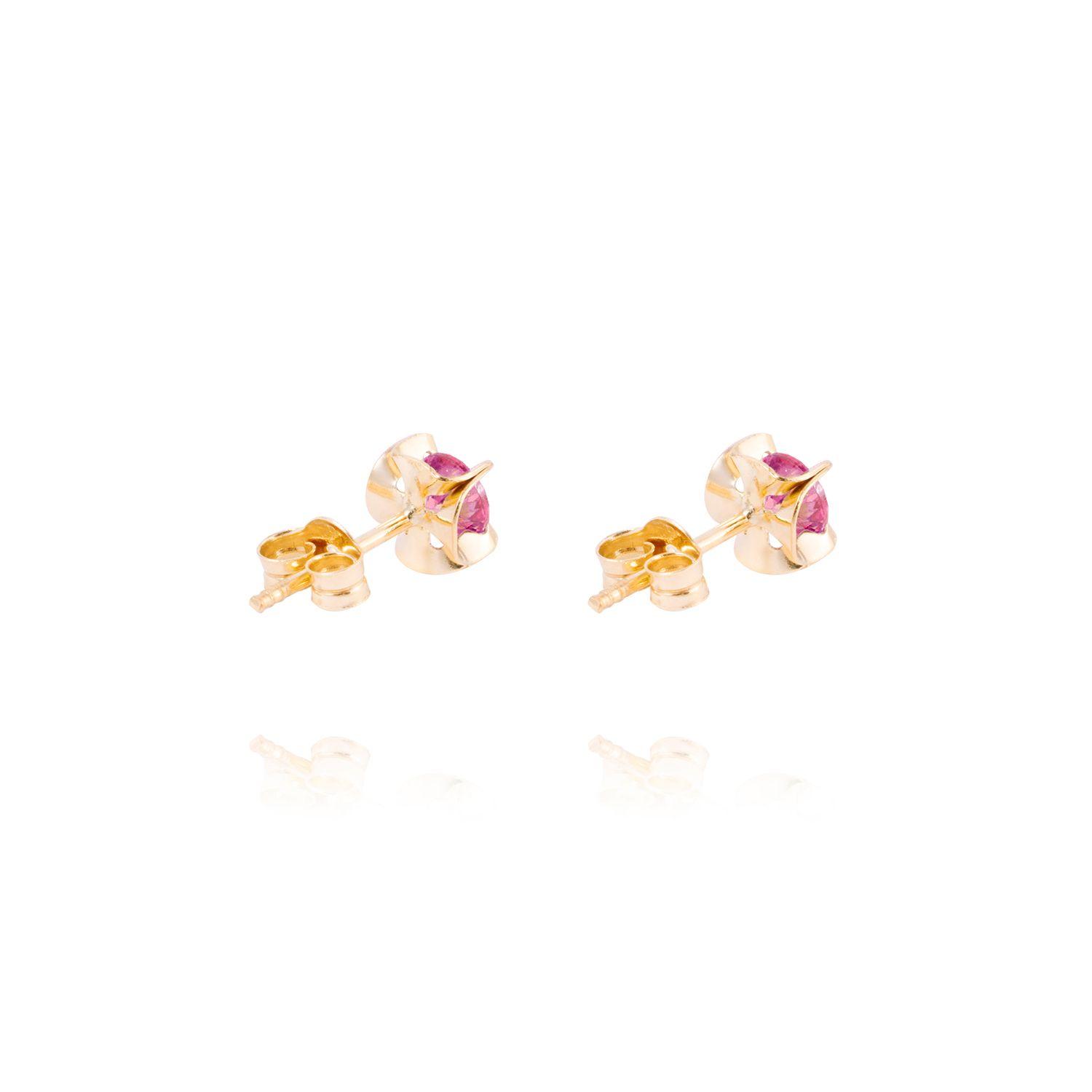 Aros de Oro 18kt Rubí 4MM-2
