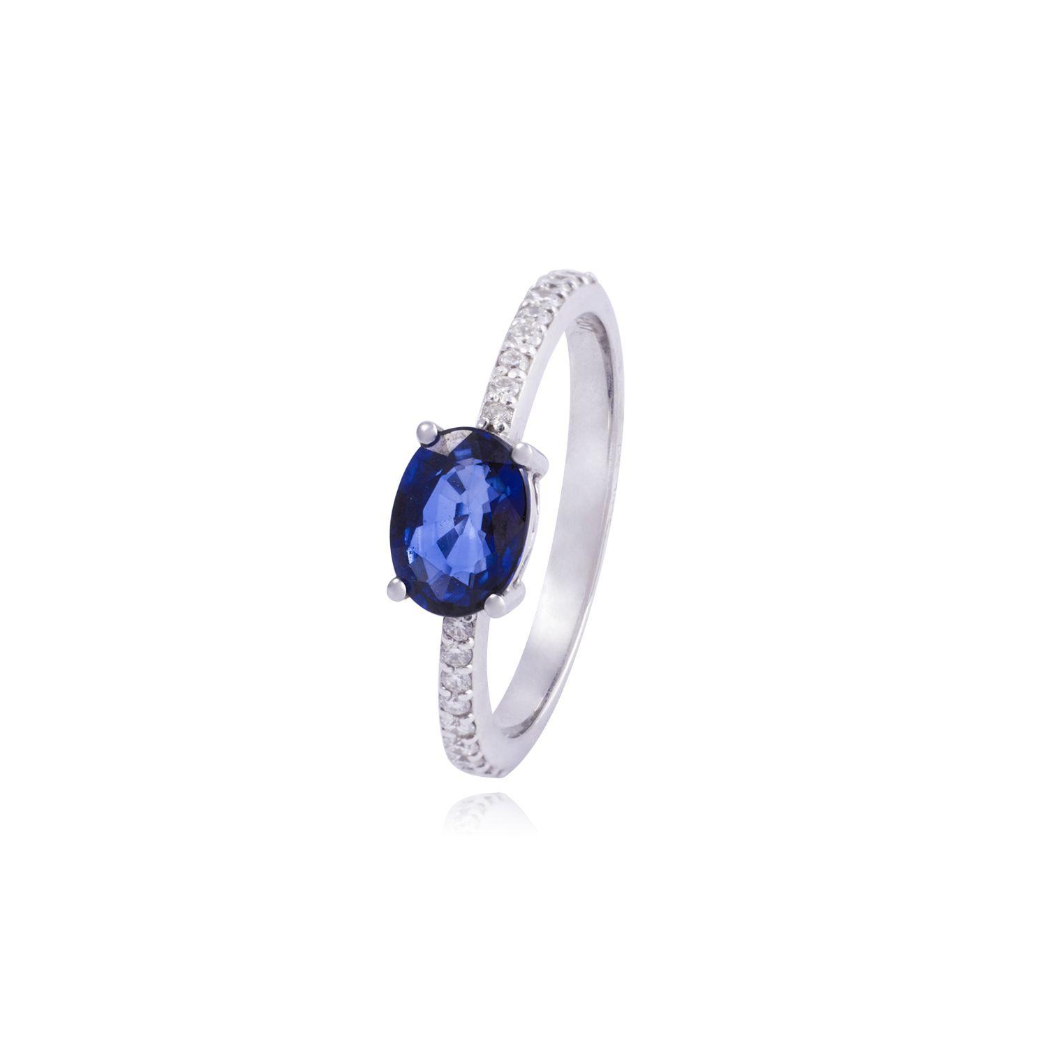 Anillo Oro Blanco 18kt Diamantes de 19Pts 1,07Qlts Zafiro-0