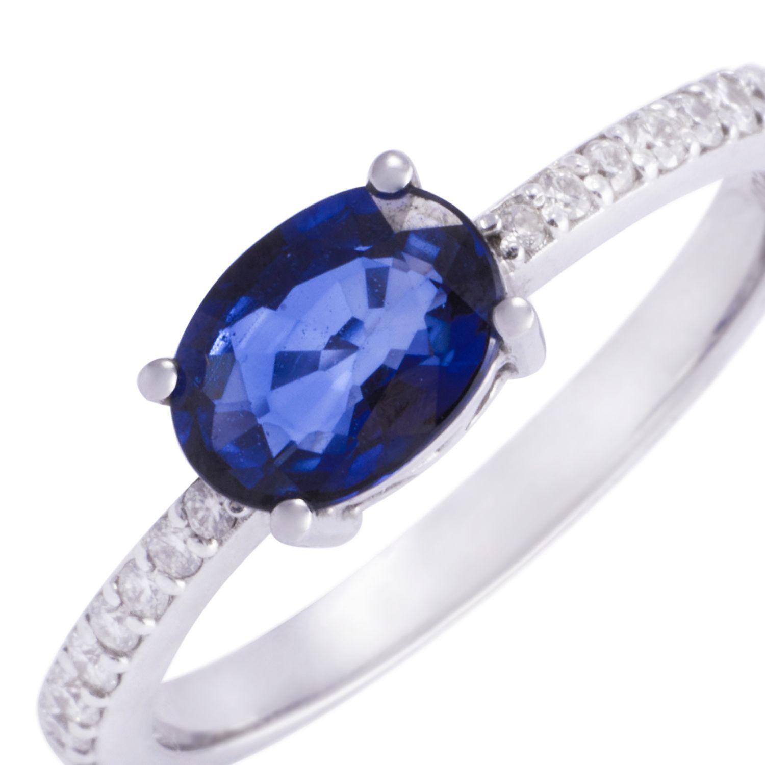 Anillo Oro Blanco 18kt Diamantes de 19Pts 1,07Qlts Zafiro-1