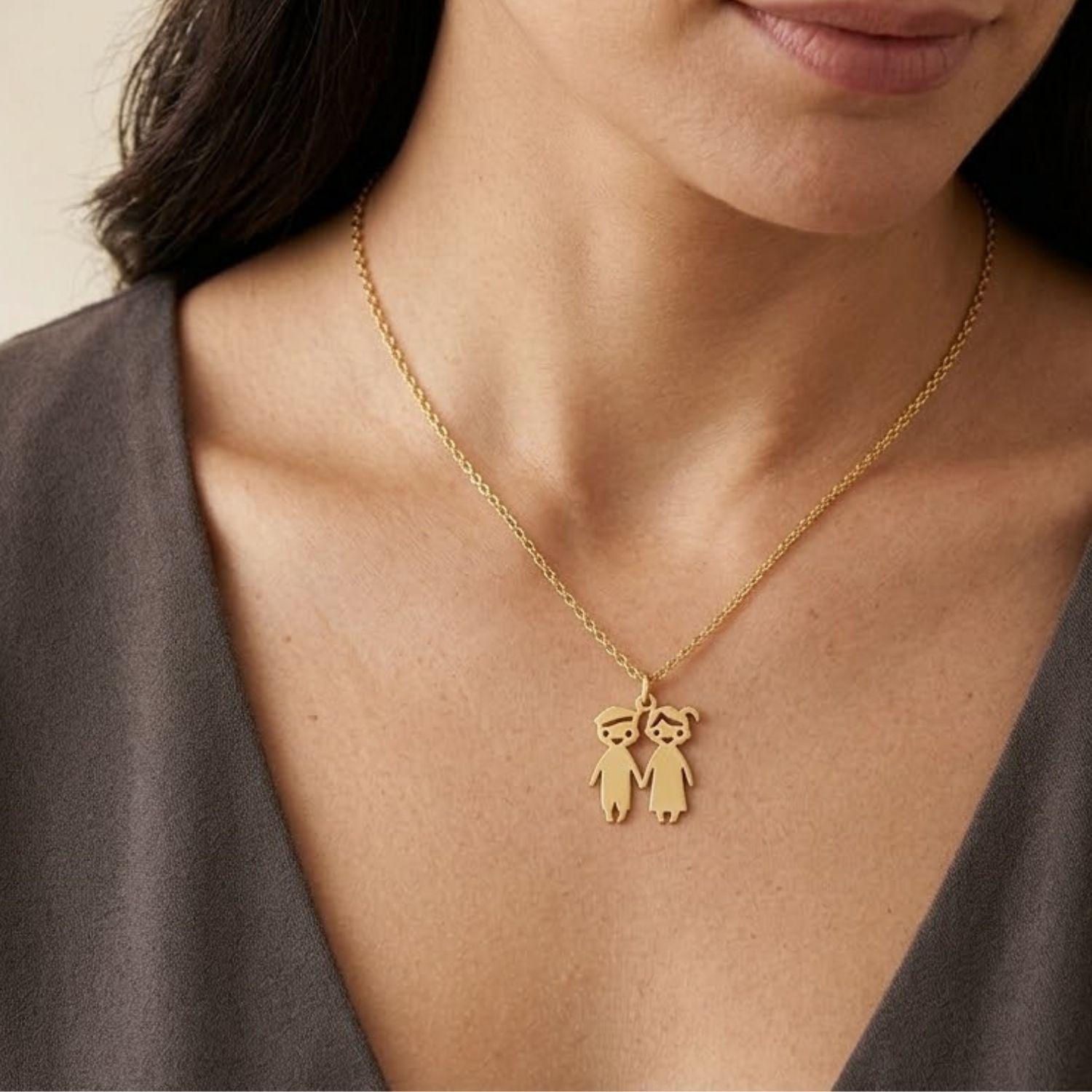 Colgante de Oro Miel 18kt Niños Pequeños-3