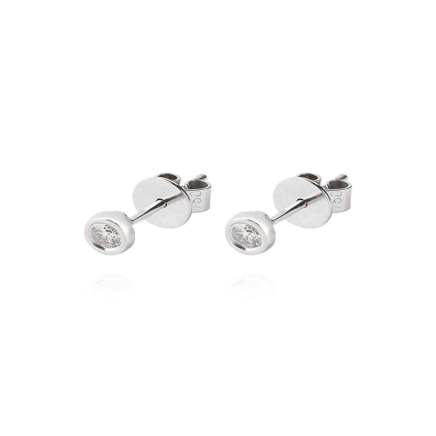 Aros Oro Blanco 18kt Diamantes Punto de Luz 12pts  SI/H-0