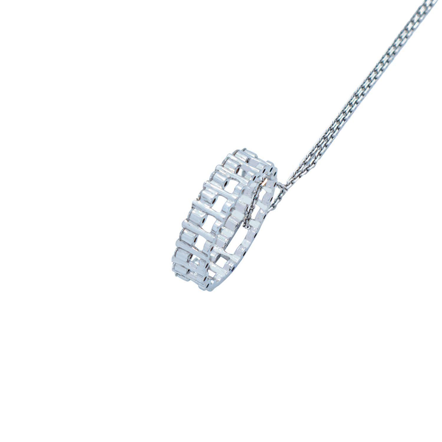 Collar de Diamante Oro Blanco de 18 Kts. Modelo Argolla 18 Puntos-1