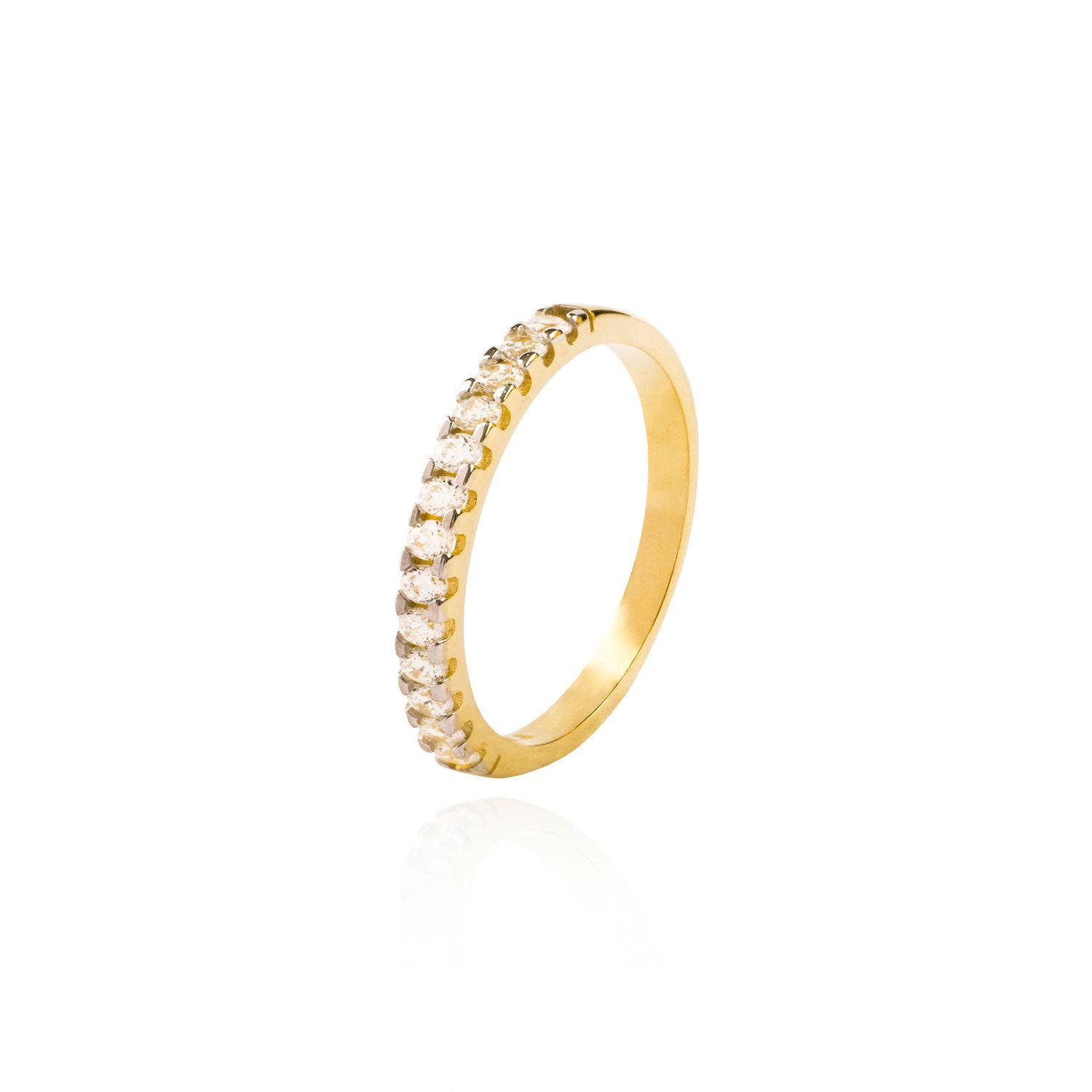 Anillo Compromiso de Oro 18Kt Medio Cintillo Circones-0