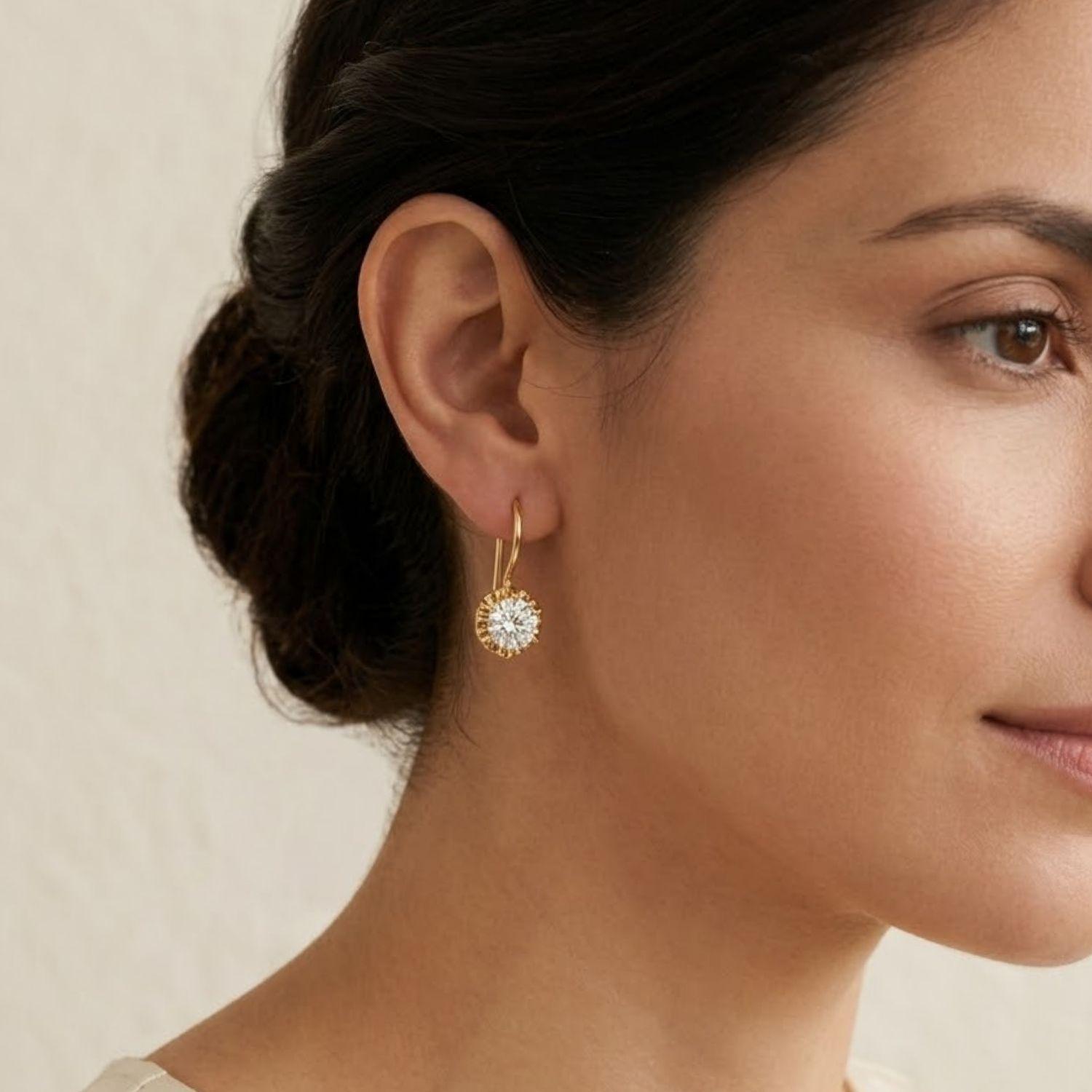 Aros Oro Miel 18kt Colgante con Circon 5mm-3
