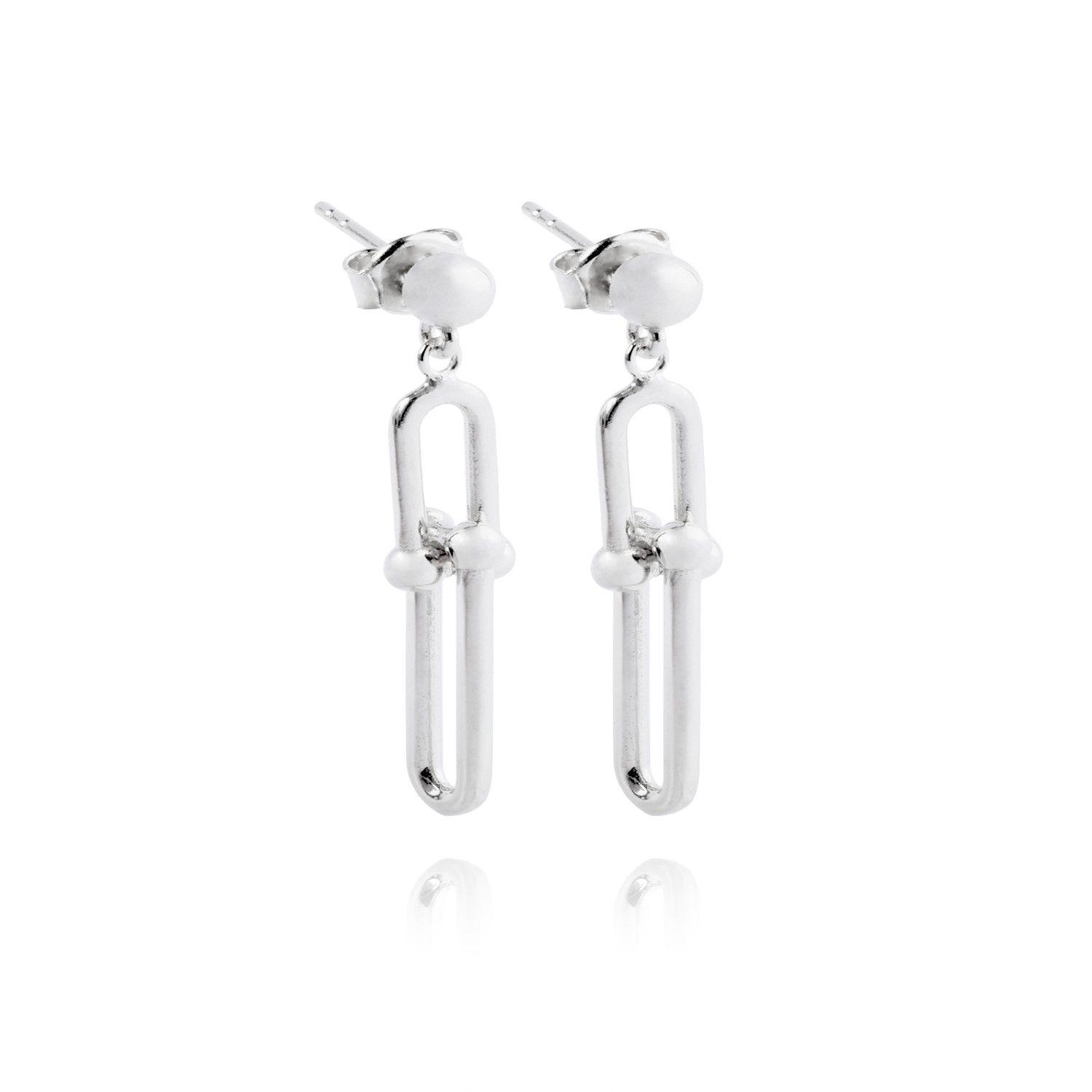 Aros de Plata Esterlina 925 Bolita en Cadena Colgante-2