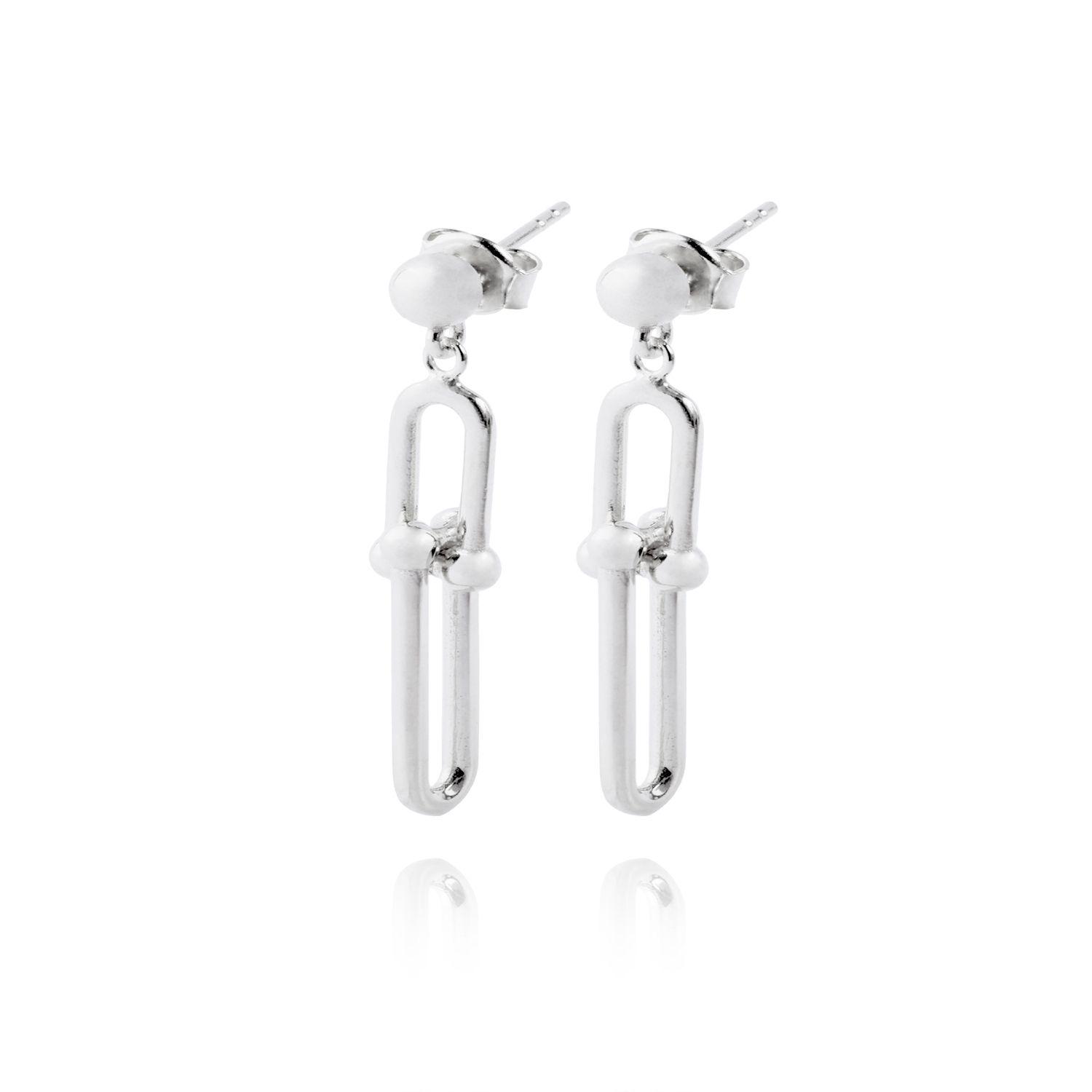 Aros de Plata Esterlina 925 Bolita en Cadena Colgante-0