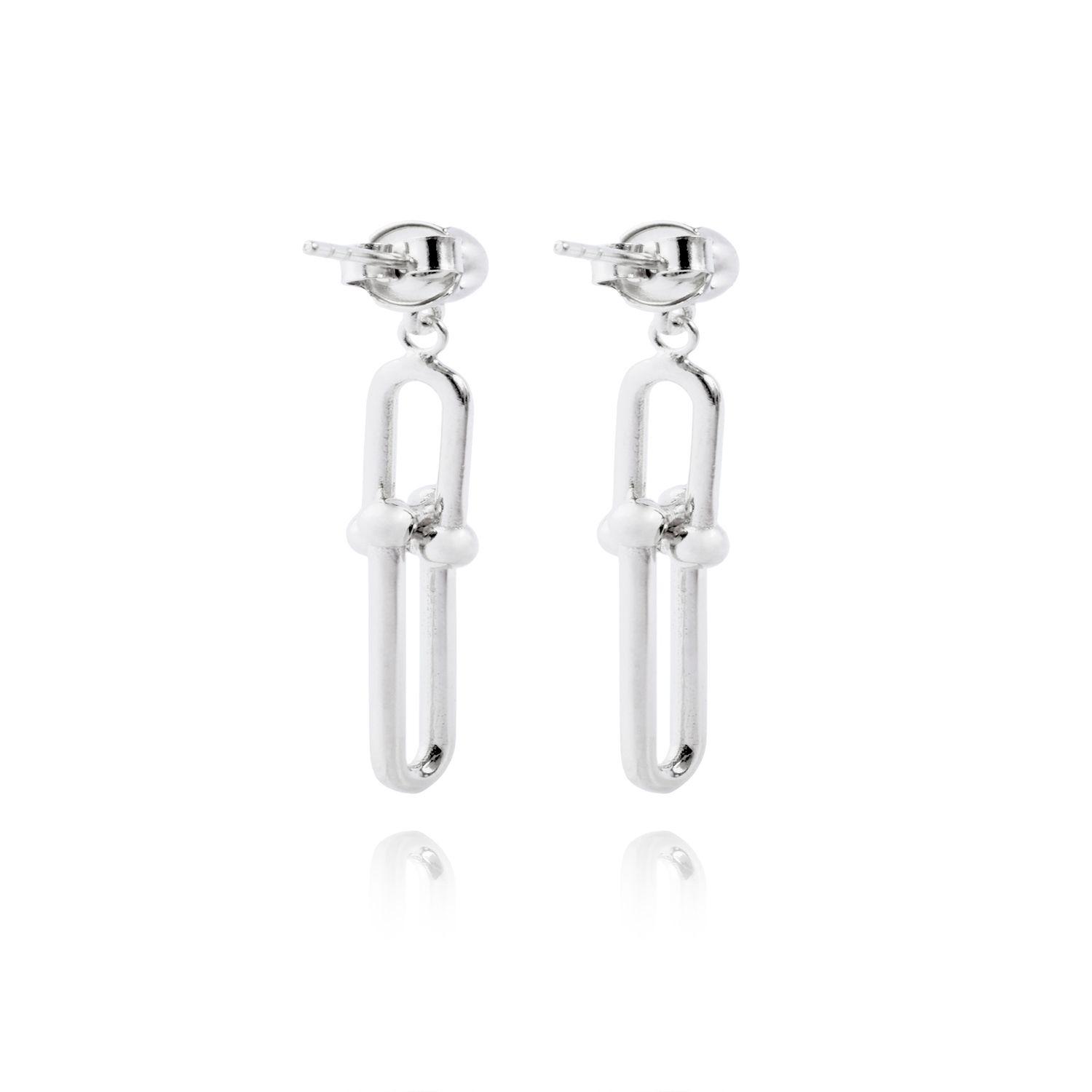 Aros de Plata Esterlina 925 Bolita en Cadena Colgante-1