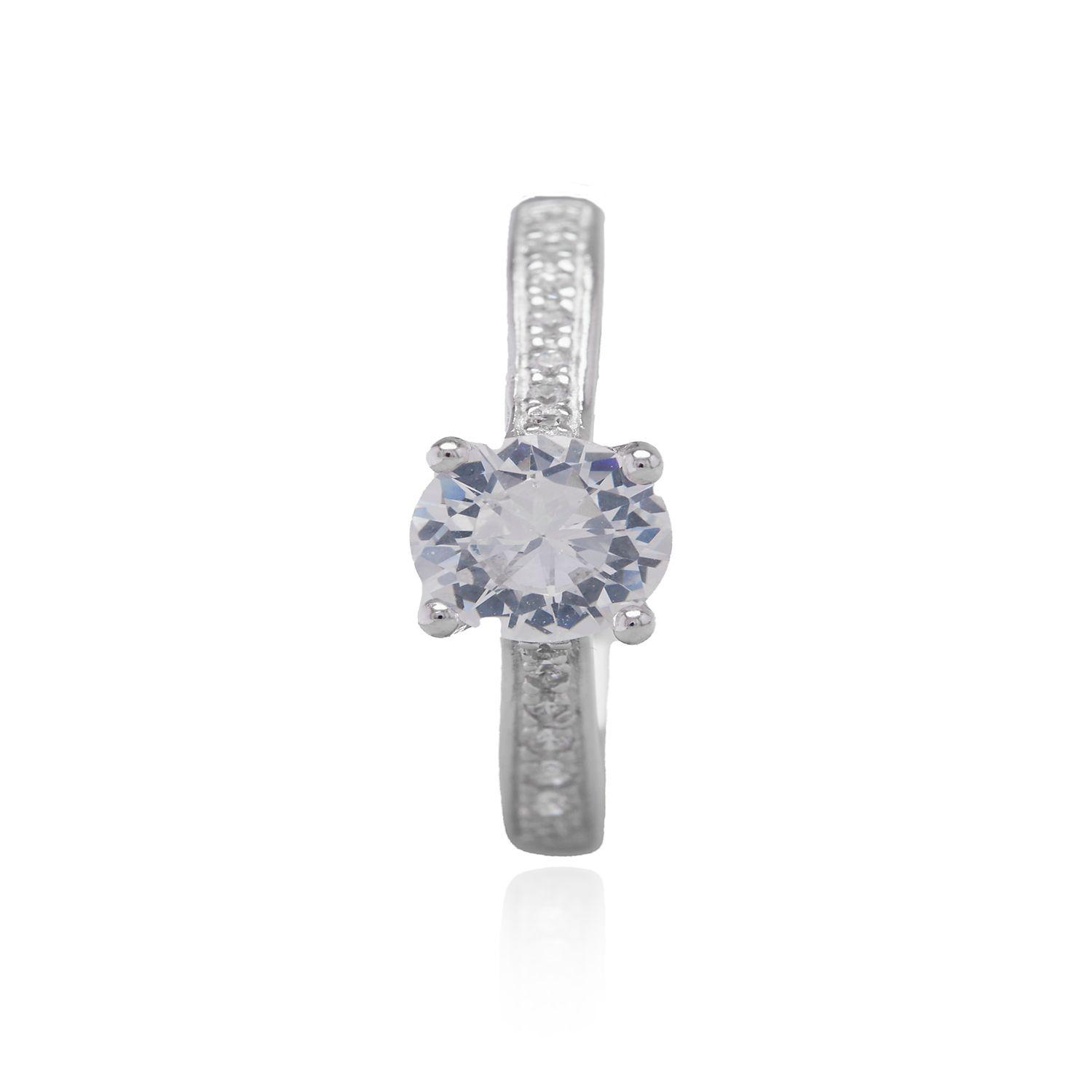 Anillo de Plata Esterlina 925 Solitario Clasico-0