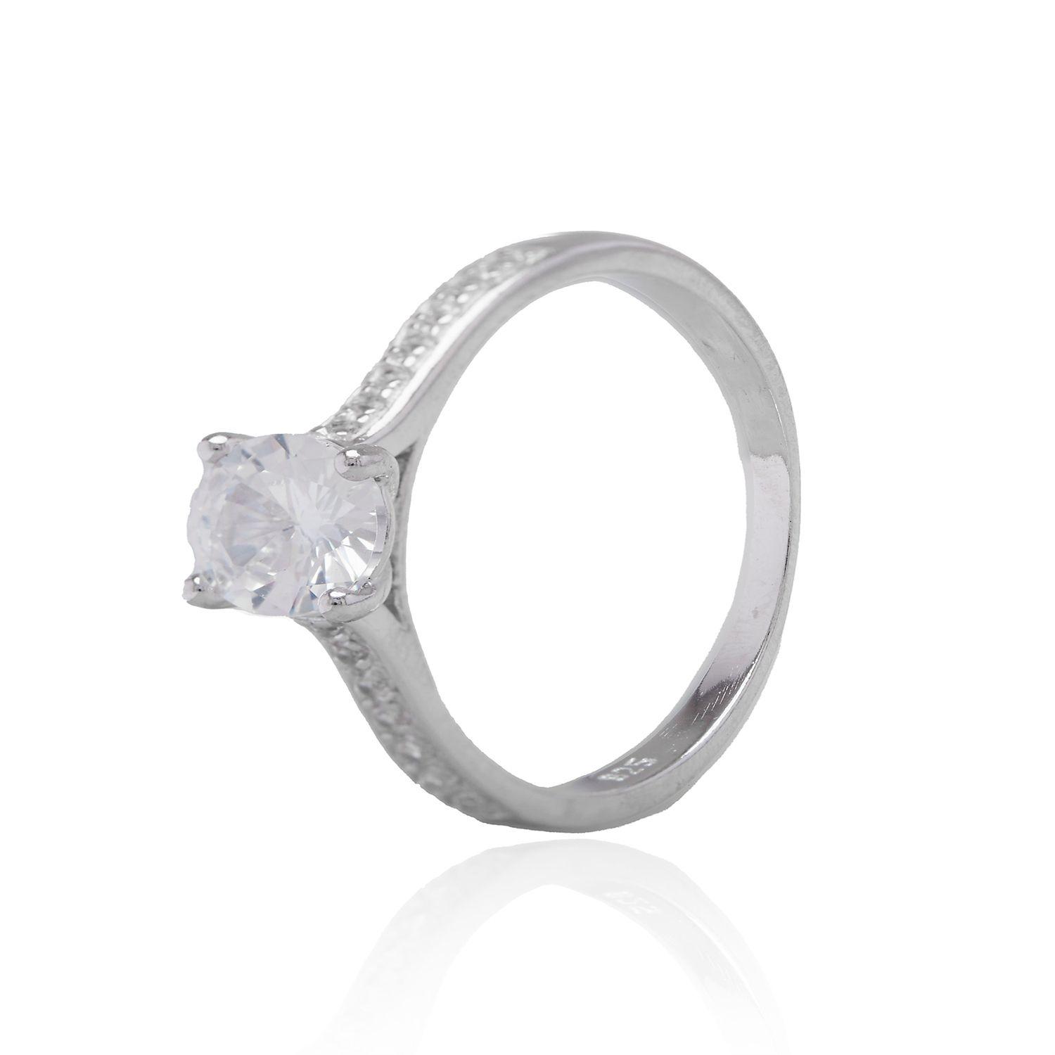 Anillo de Plata Esterlina 925 Solitario Clasico-1