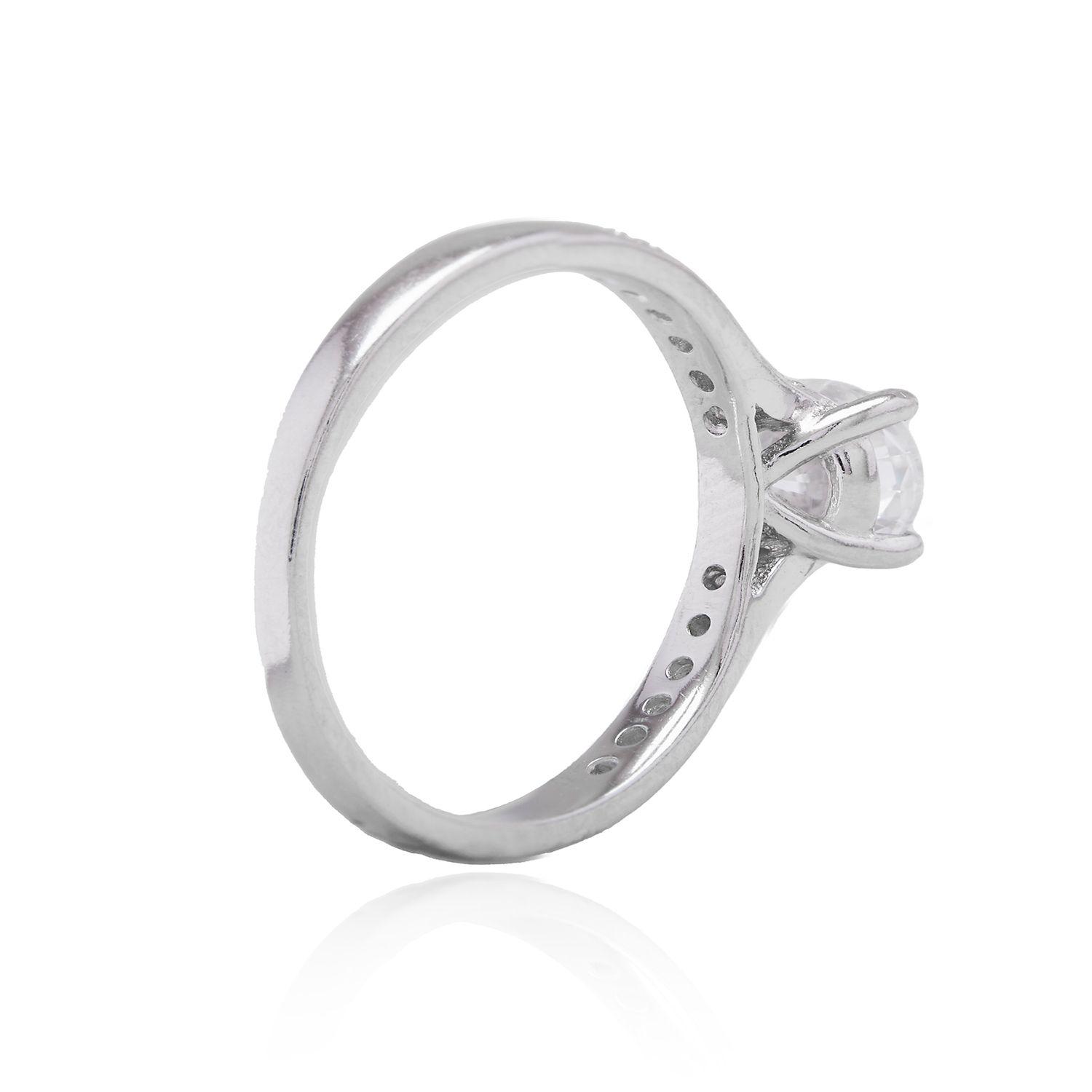 Anillo de Plata Esterlina 925 Solitario Clasico-2
