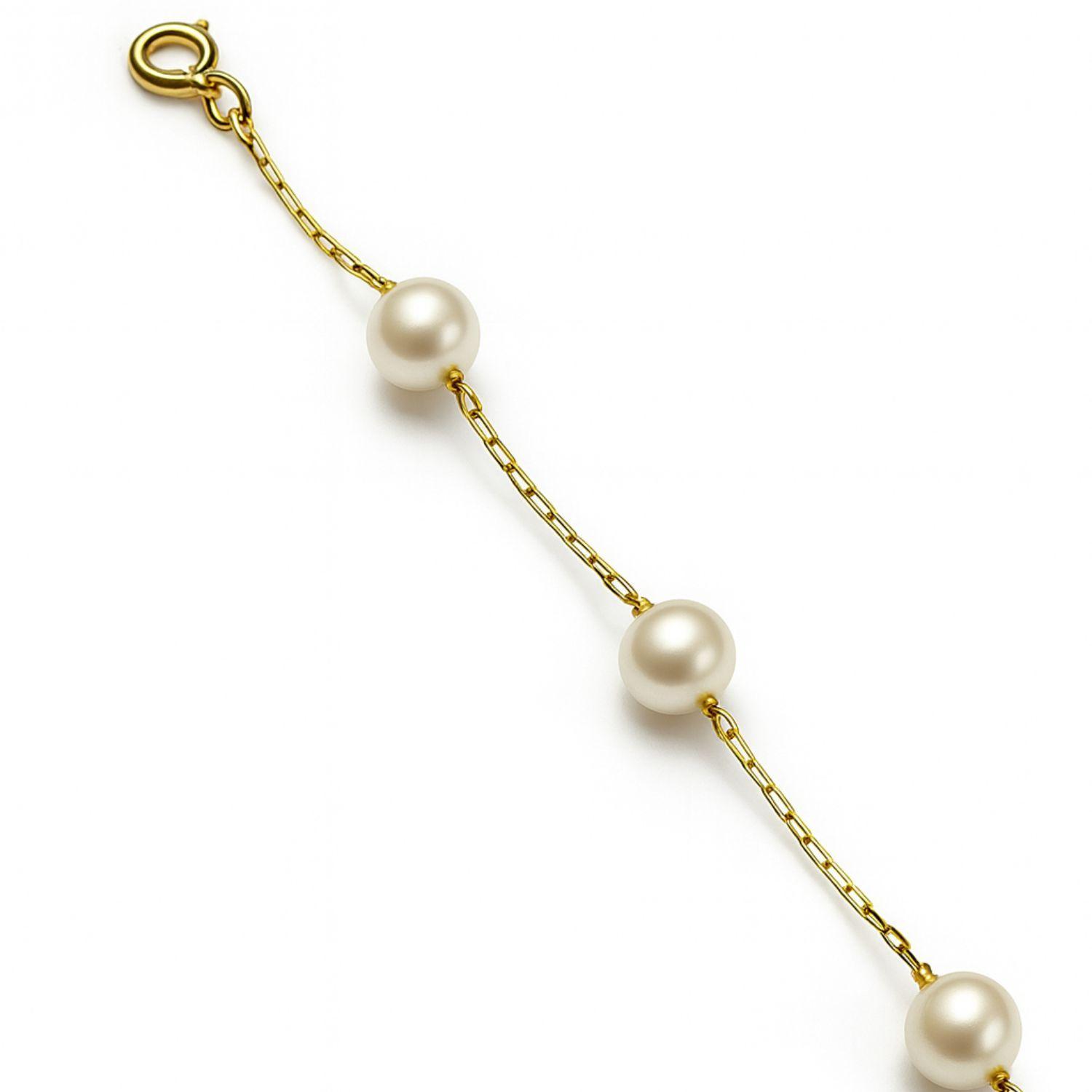 Pulsera Oro Amarillo 18Kt Perlas Cultivadas 5mm-2